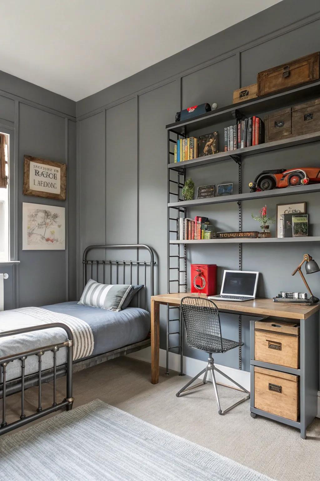 Modern edge with urban gray tones.
