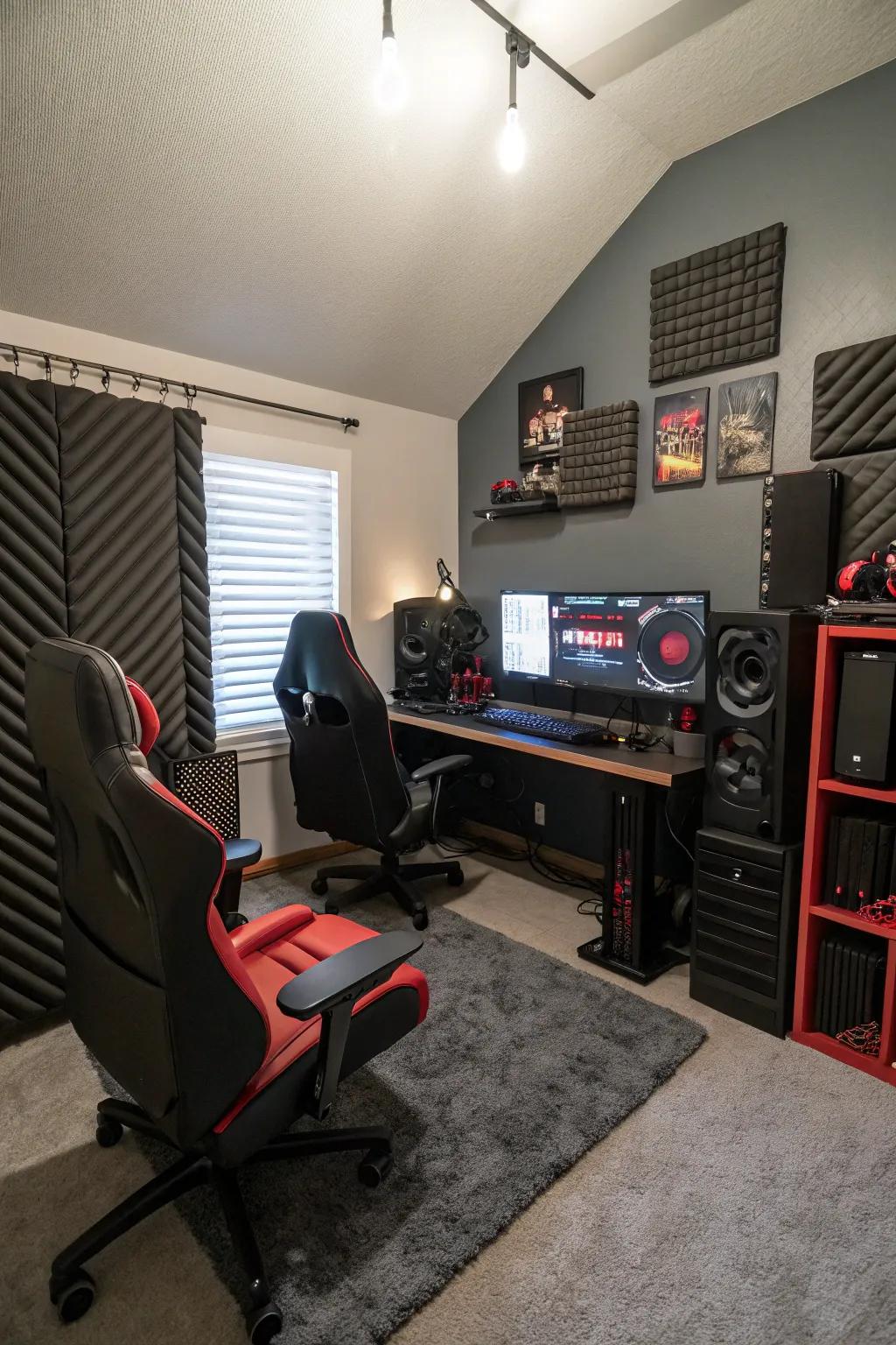 Acoustic insulation guarantees an immersive gaming affair.