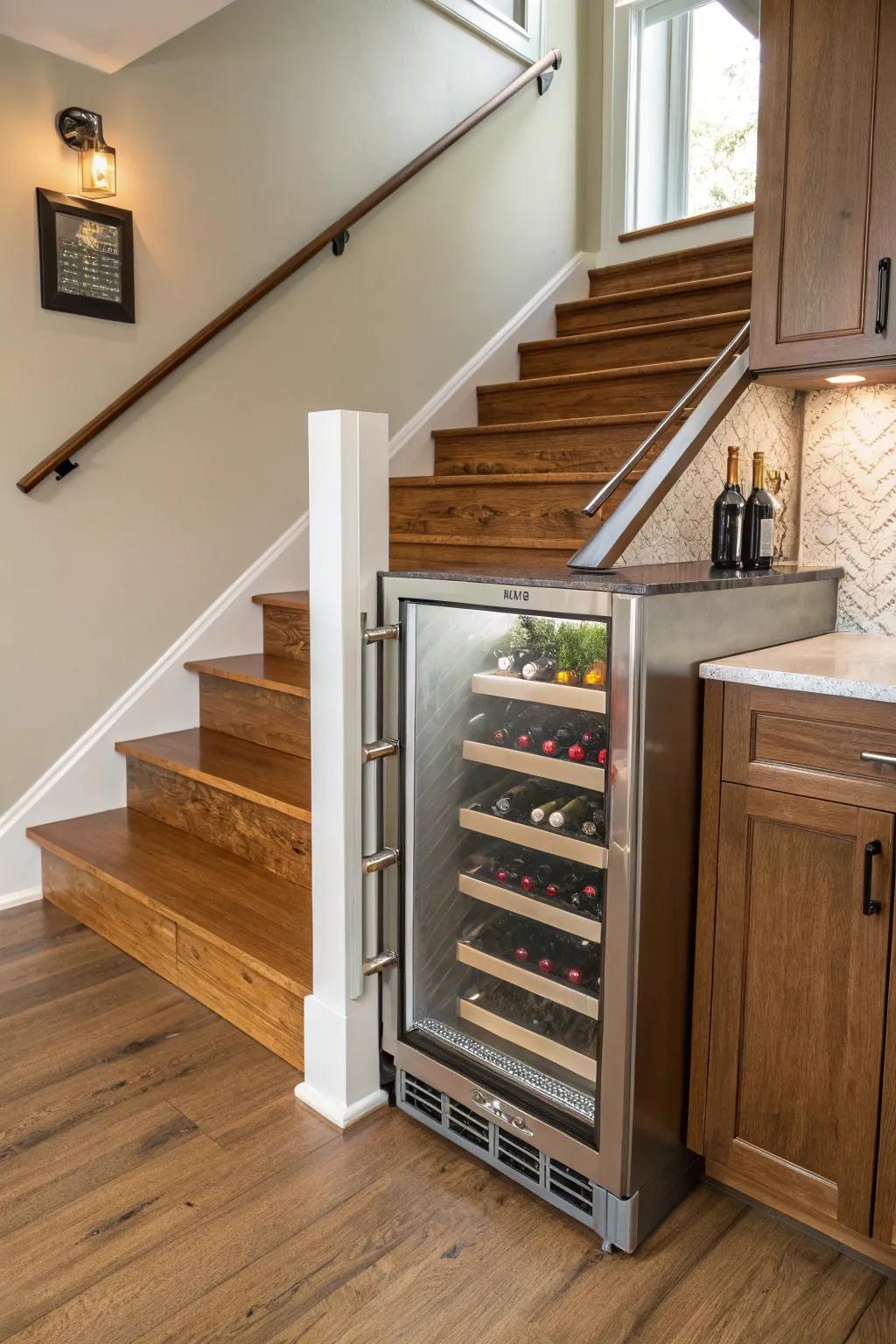 Turn the space beneath your stairs into a wine enthusiast’s dream locale.