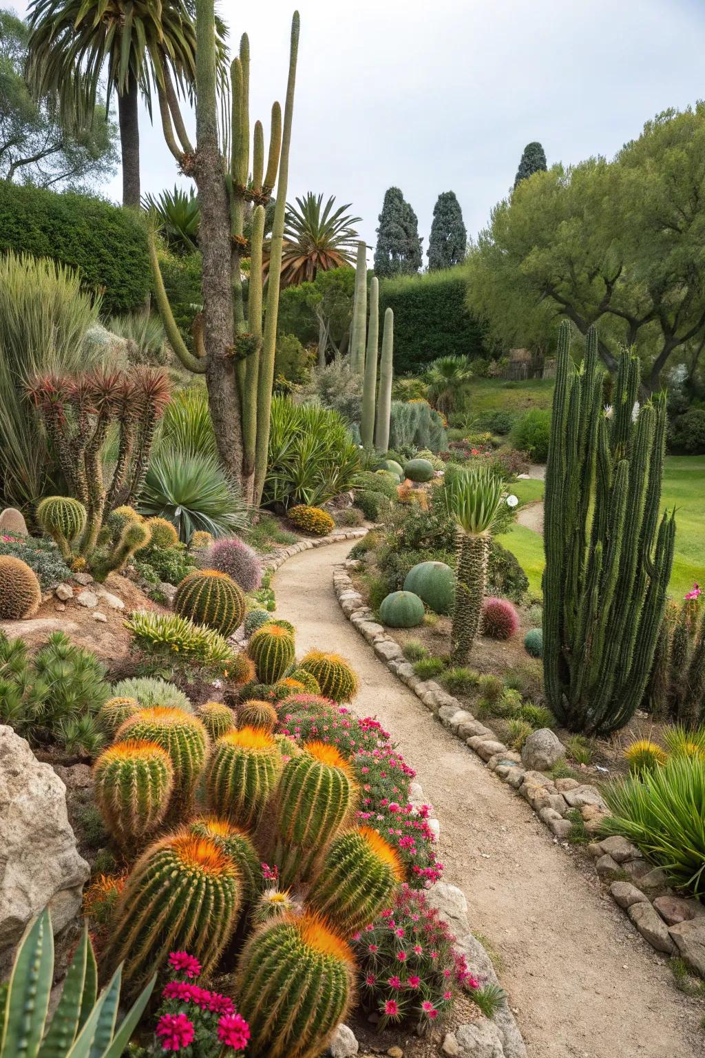 An exotic cactus garden featuring rare species.