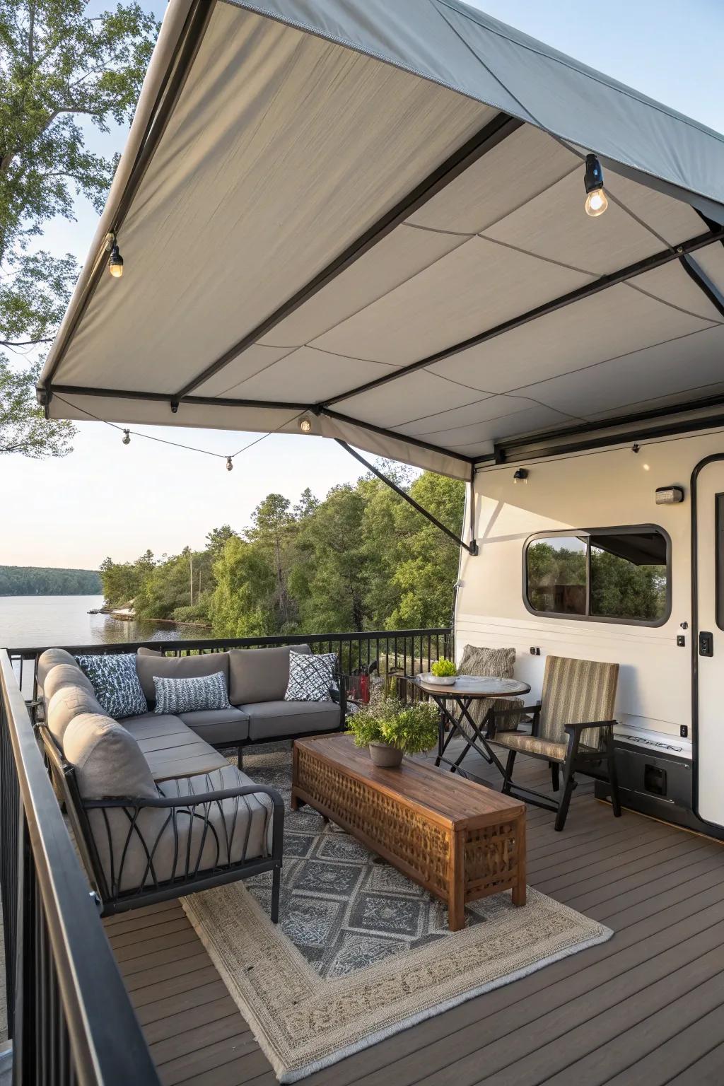 With a shaded deck area, stay cool and fashionable.