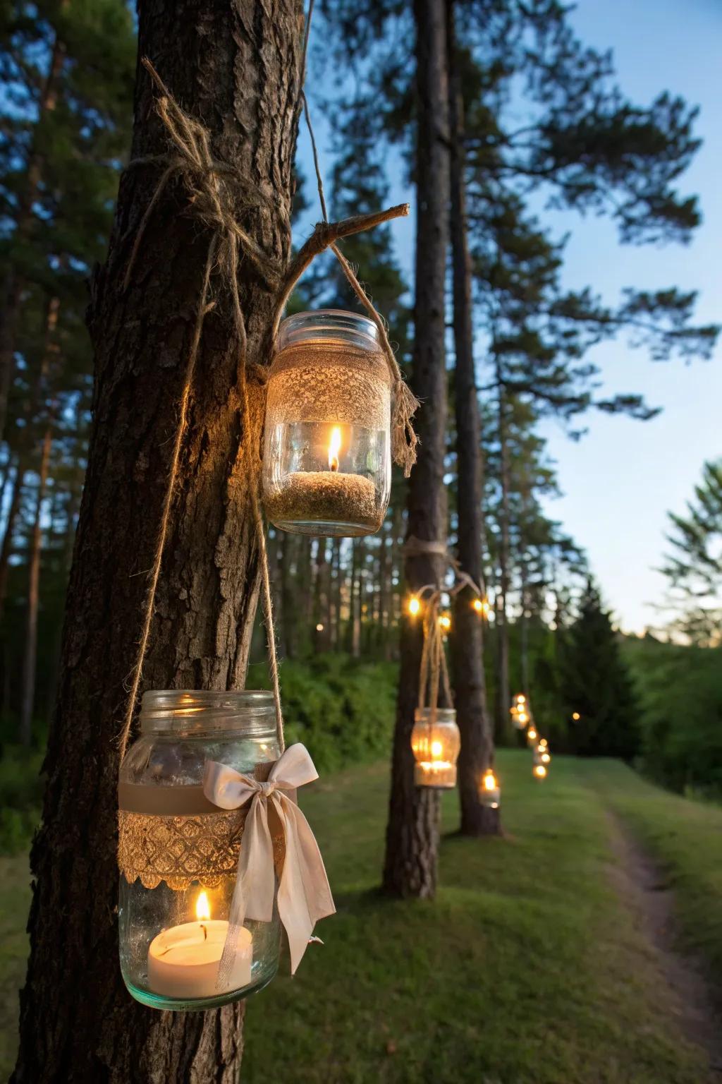 Lantern jars enhance the charm of outdoor areas.