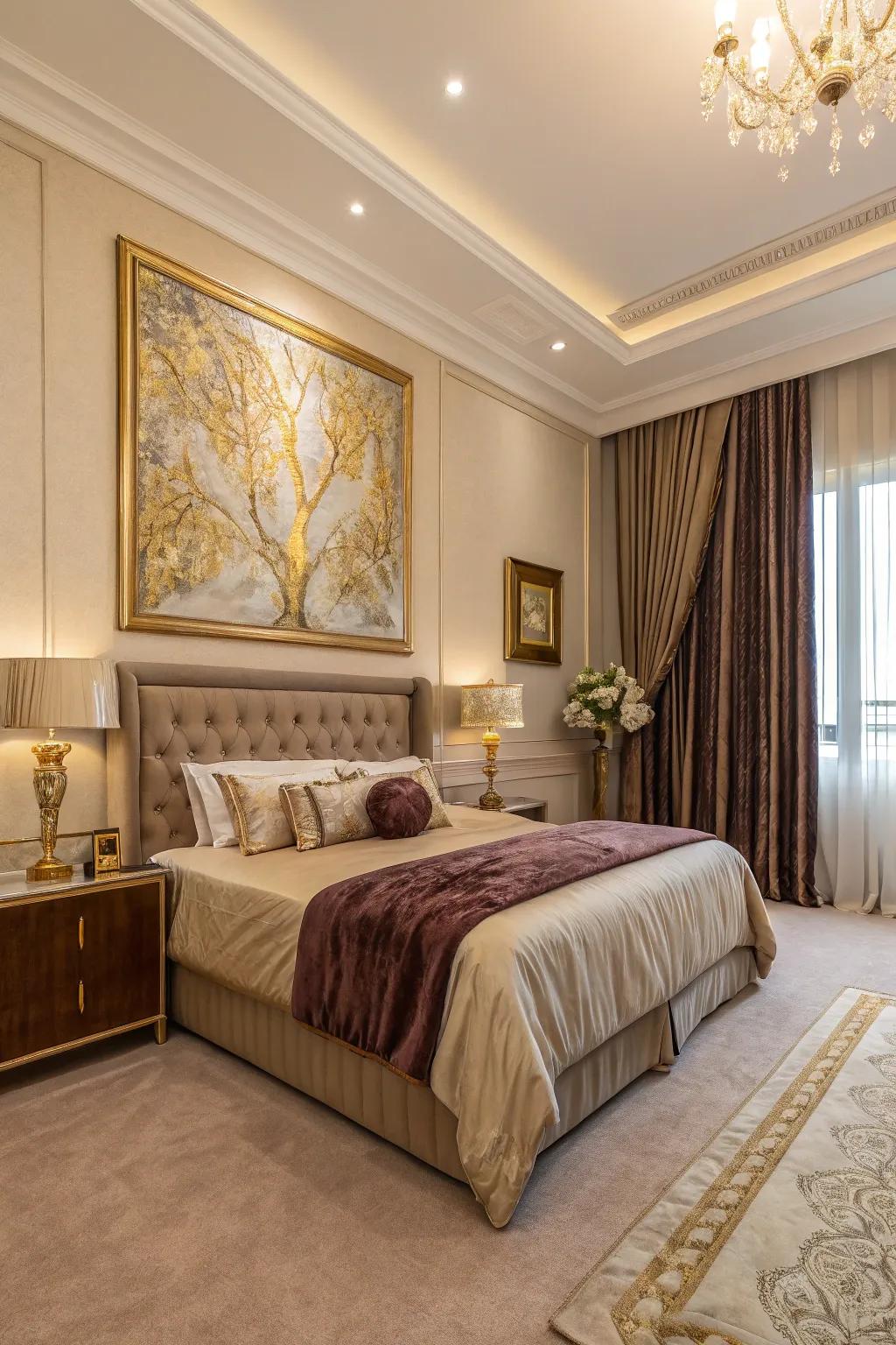 Add warmth and elegance using a canvas accented with gold.