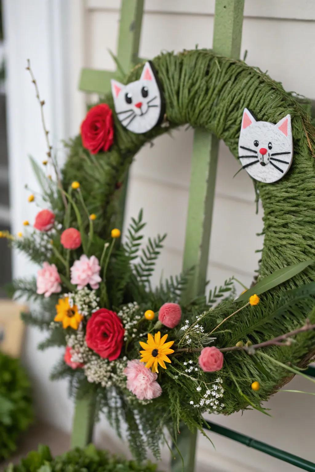 A whimsical pipe cleaner feline decorative loop that sparks ingenuity.