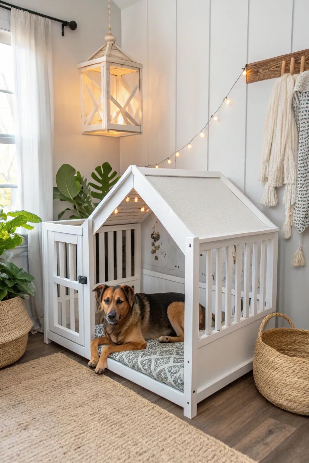 Turn a baby crib into a useful dog kennel.