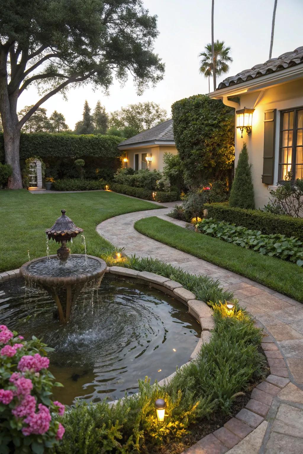 A hydration element adds a calming and classy touch to your yard.