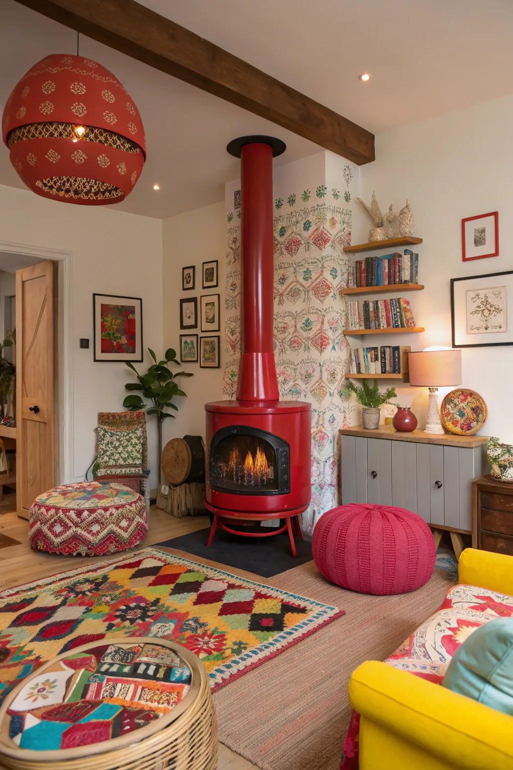 Dynamic scarlet injects thrill and vitality, establishing a vibrant environment.