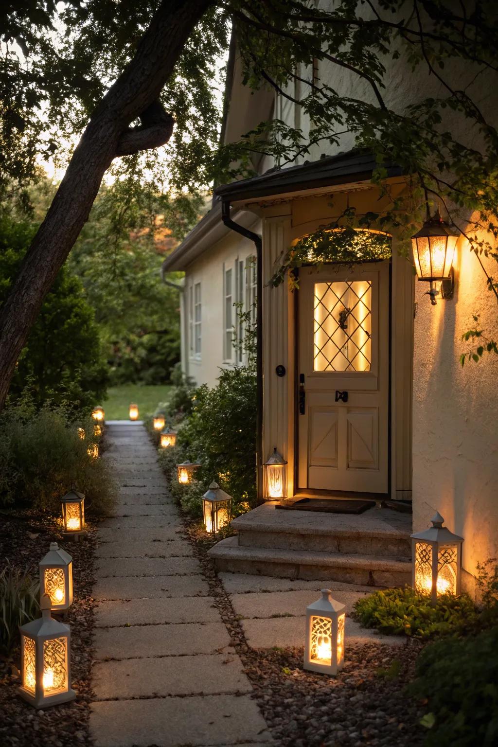 Create a comfortable path with glowing lanterns.