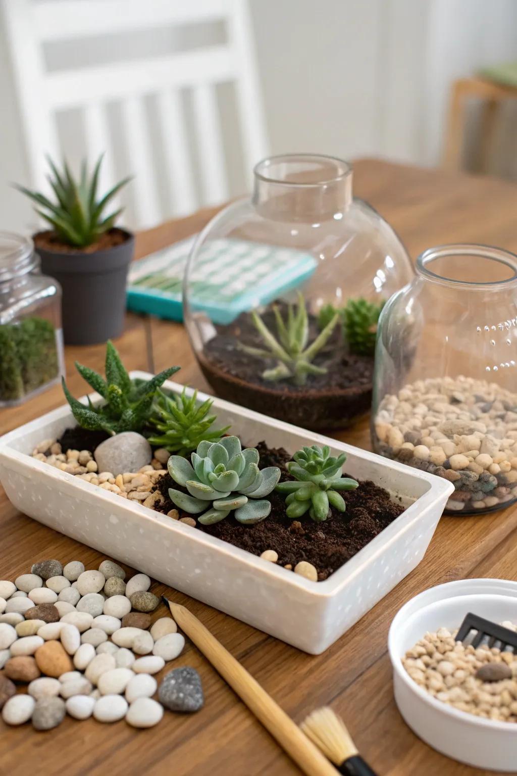 Use a glass garden kit to make your own indoor garden