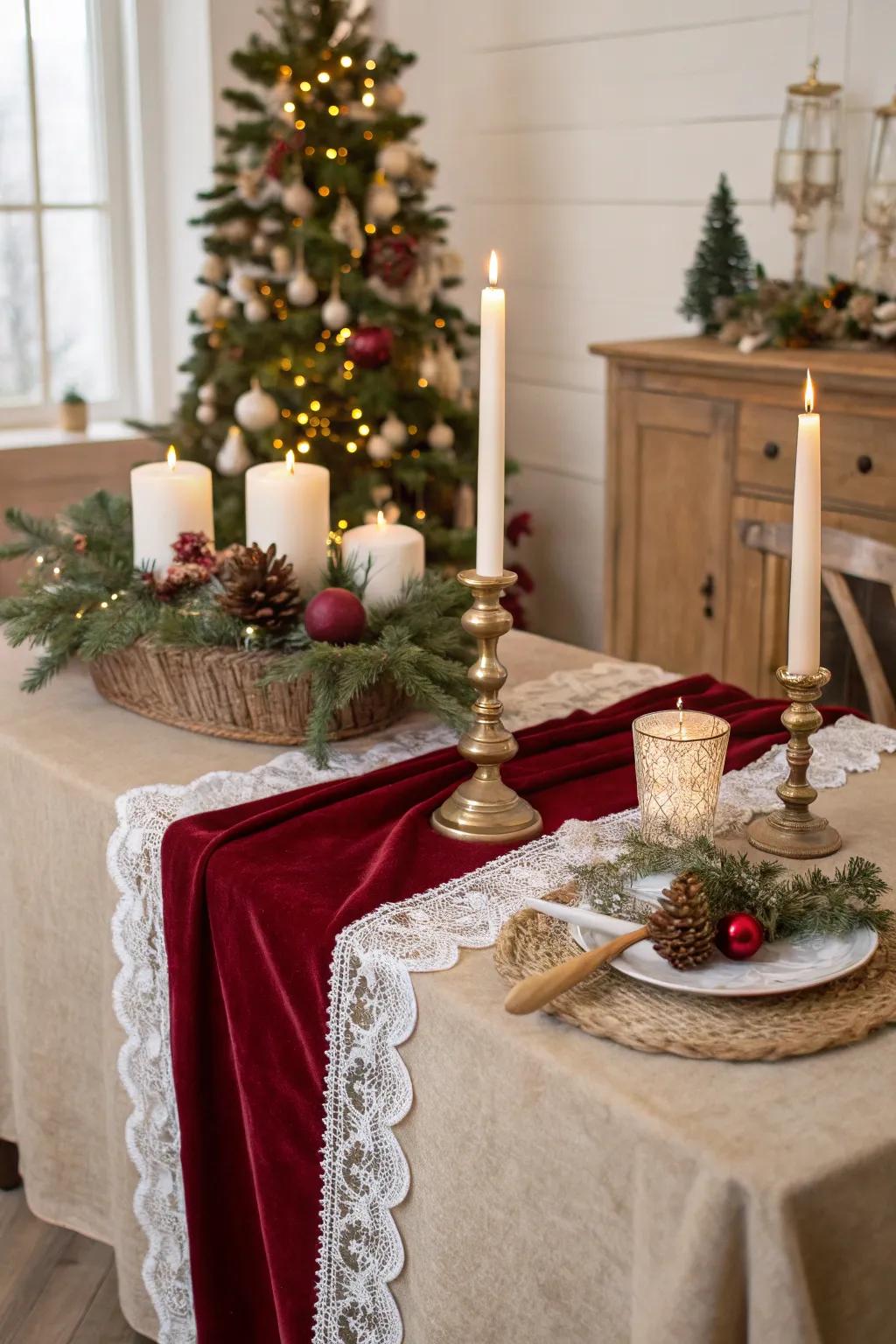 A mix of textures lends depth and visual interest to the table.