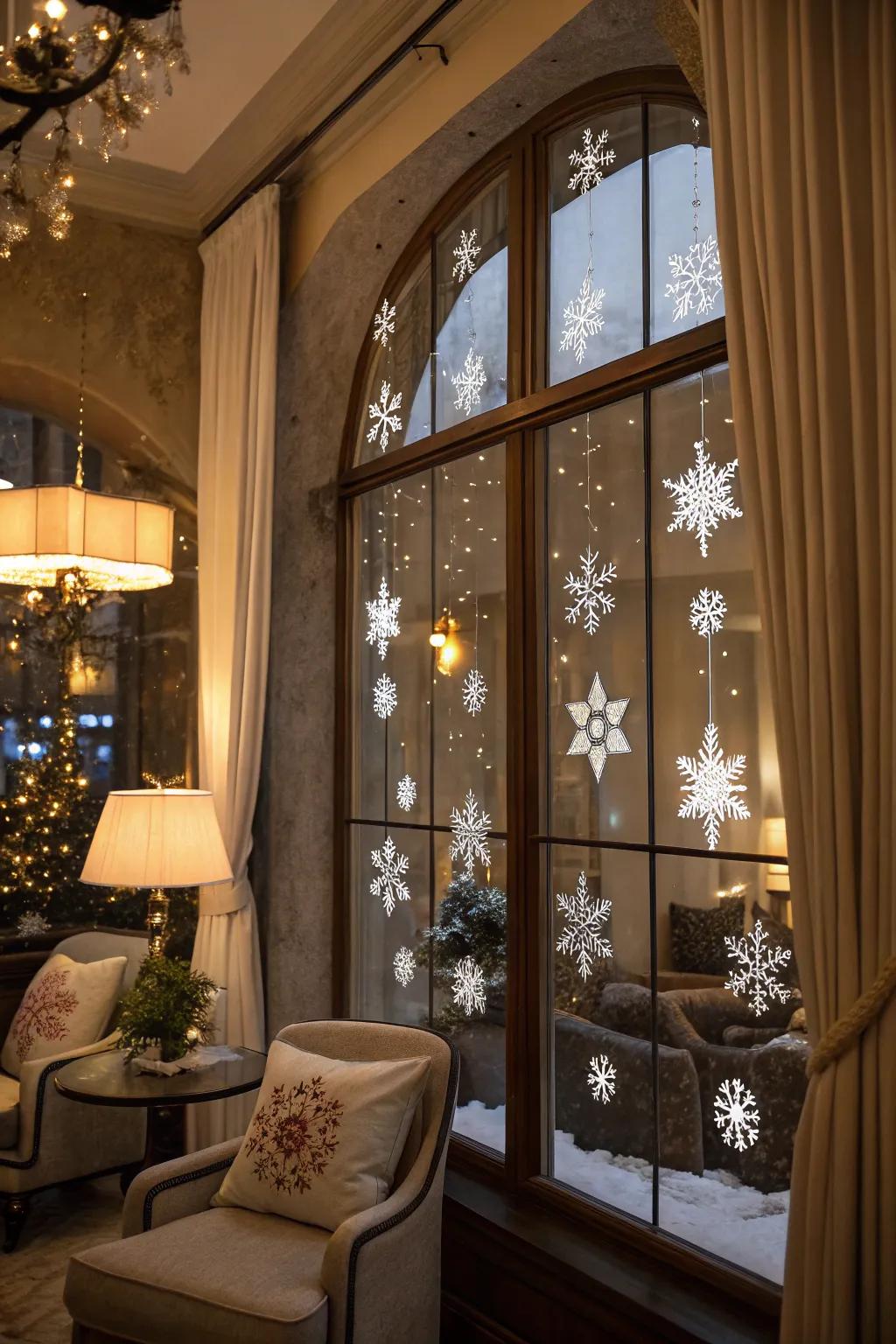 Shimmering snowflakes inject exquisiteness to your windows.