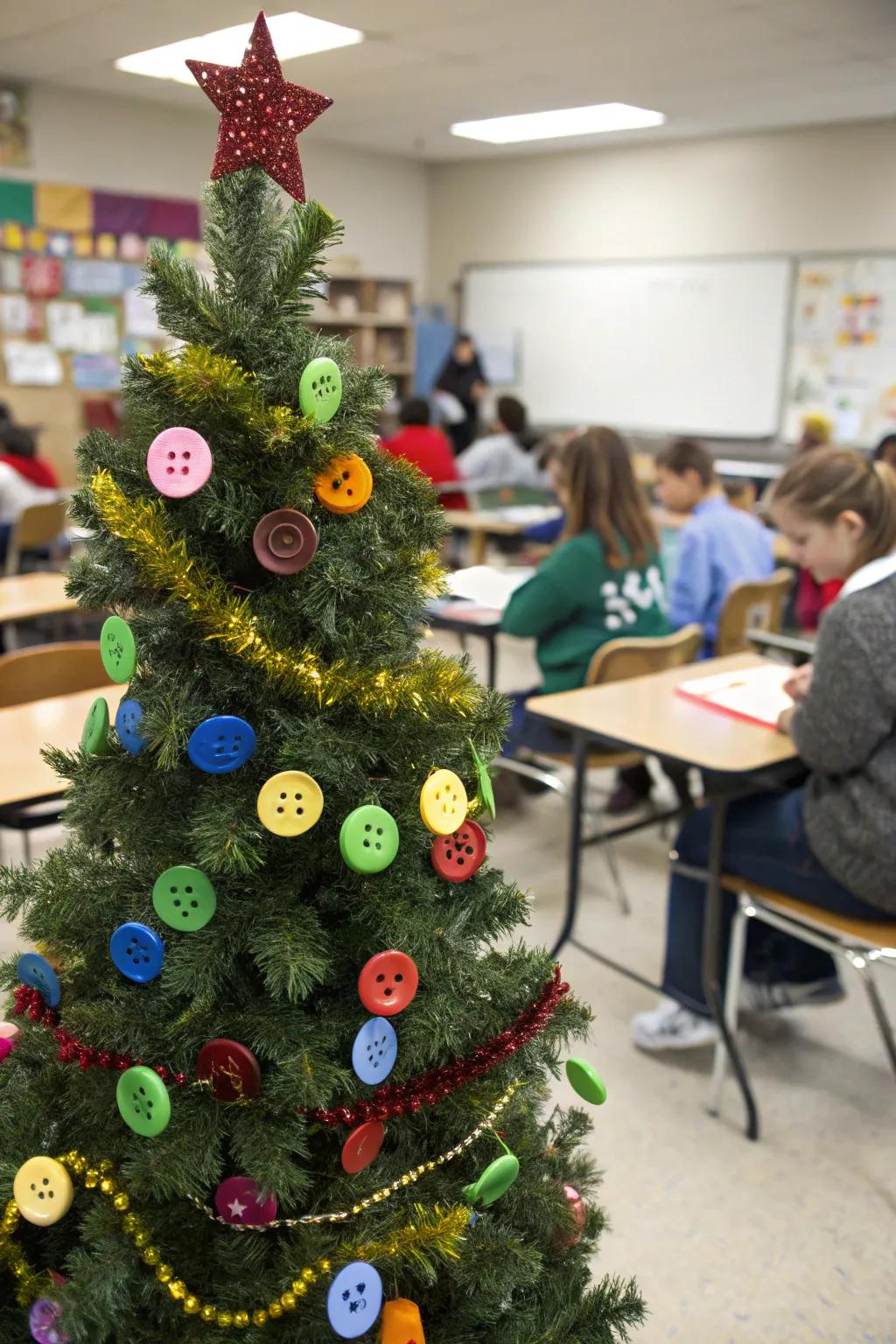A fastener bauble Christmas tree featuring vibrant decorations