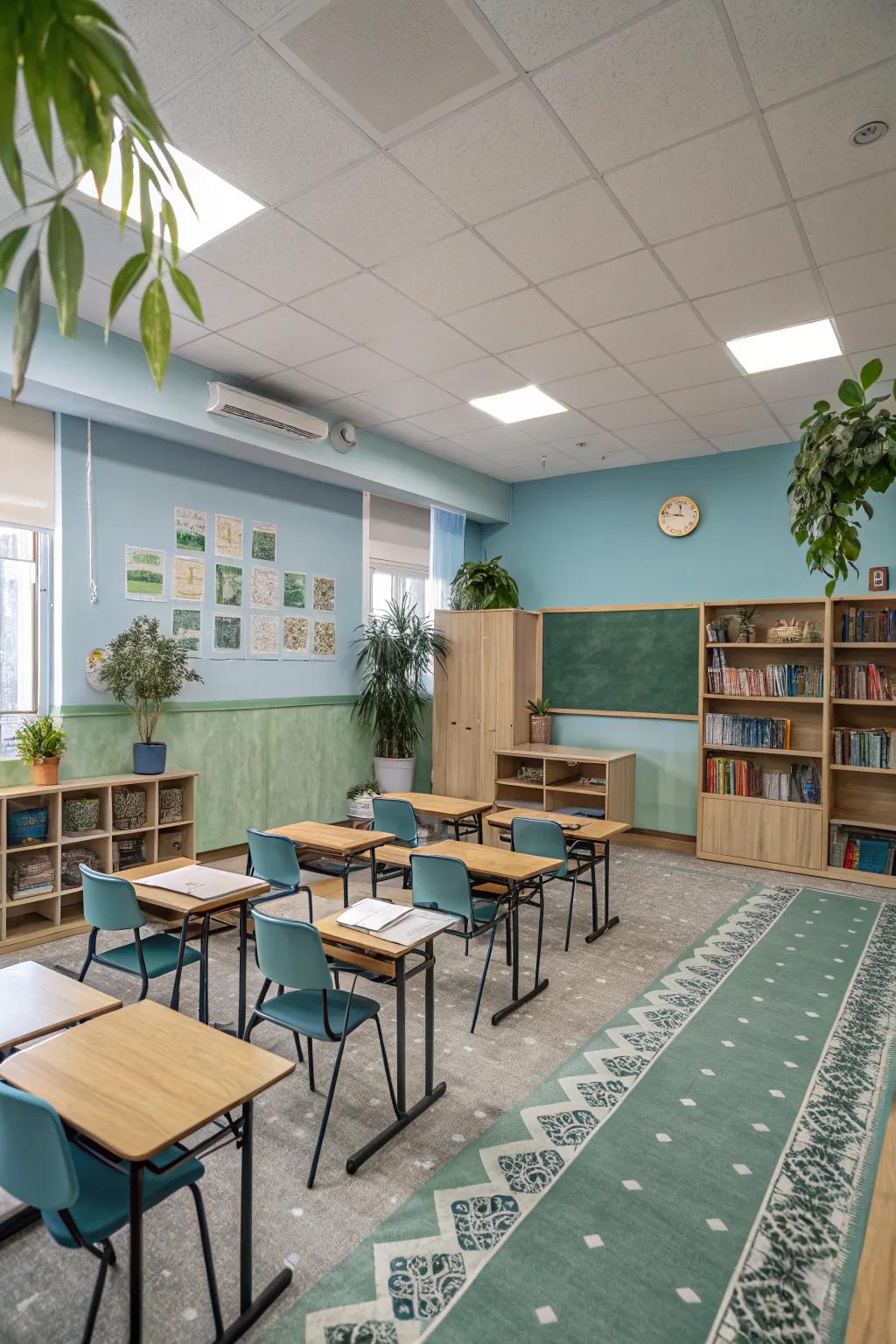 Calming colors foster a peaceful, focused atmosphere.