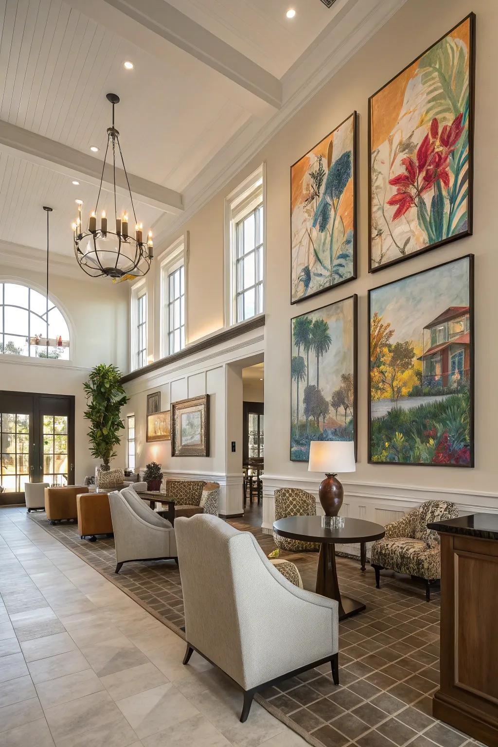 Prominent art pieces defining the character of a clubhouse.