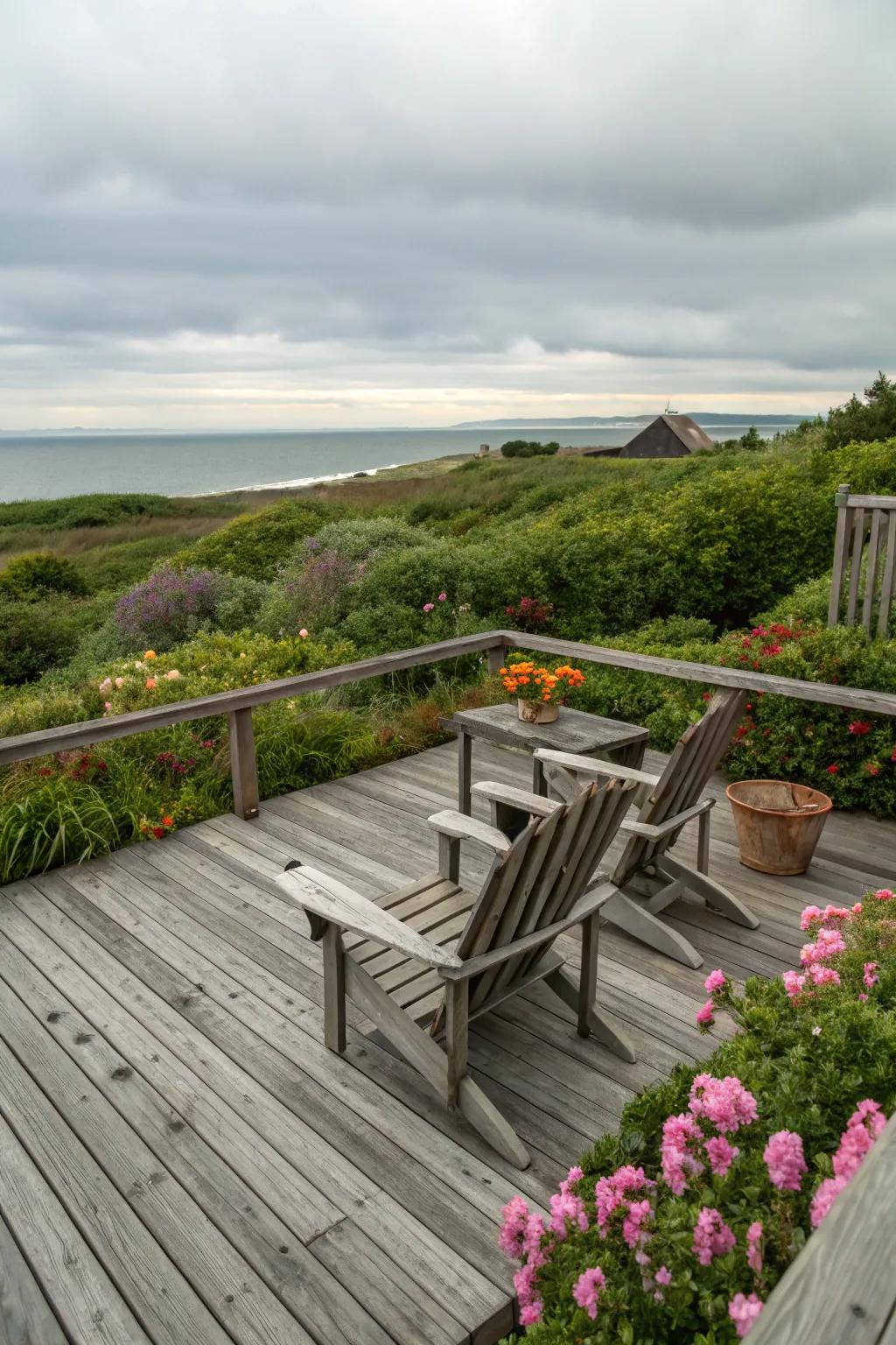 Decking offers the ideal spot for enjoying coastal views.