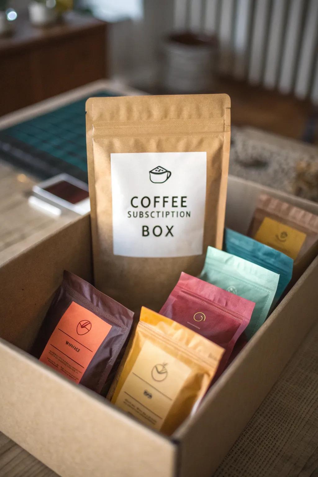 Explore novel coffee tastes using a subscription box.