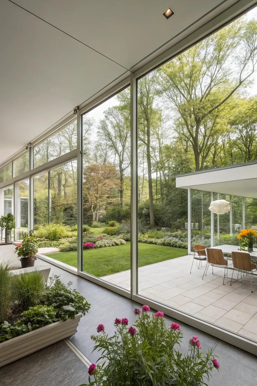 Soften the division between indoors and outdoors with glass walls.
