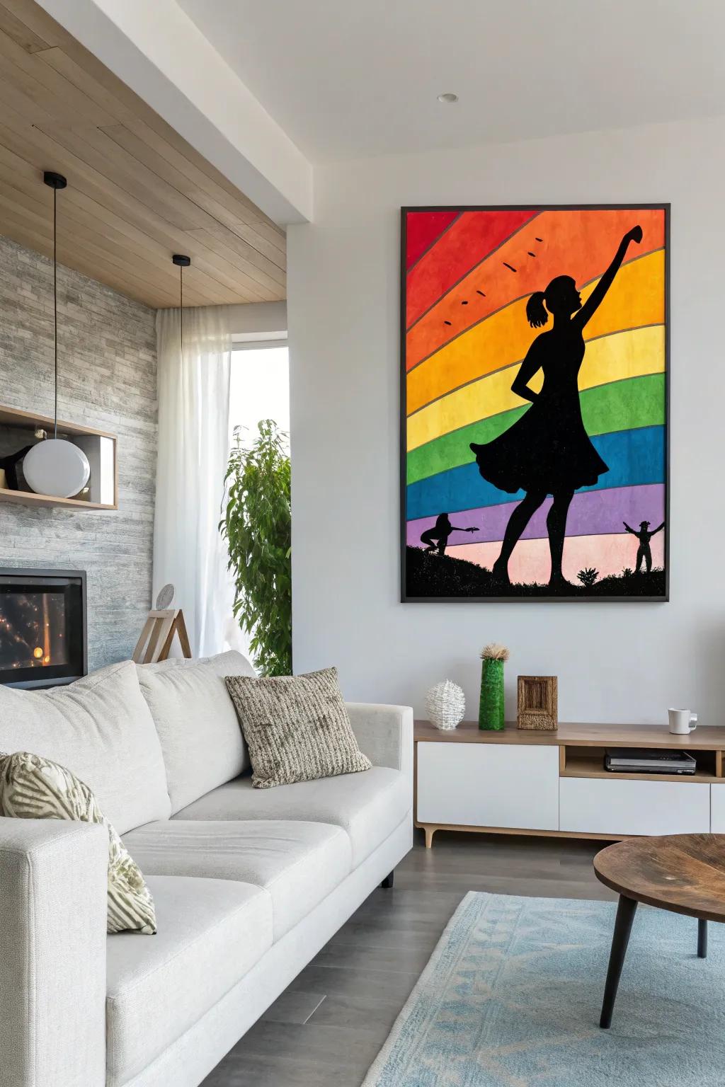 Outline art establishes dramatic contrast and visual interest.