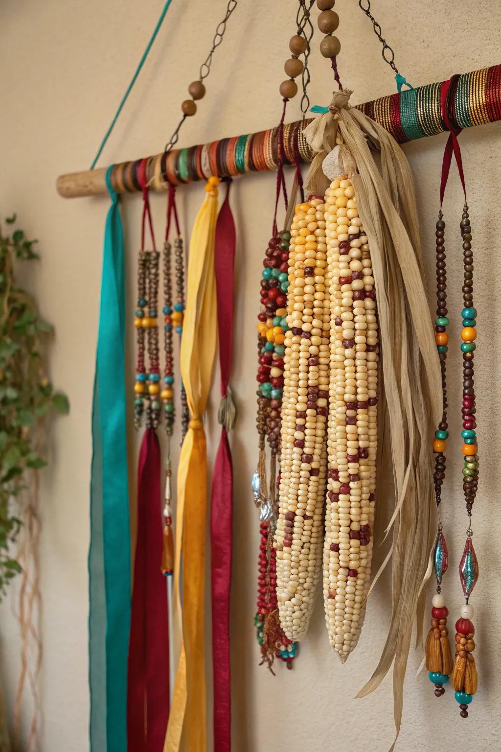 Sophisticated beaded field maize partition ornament.