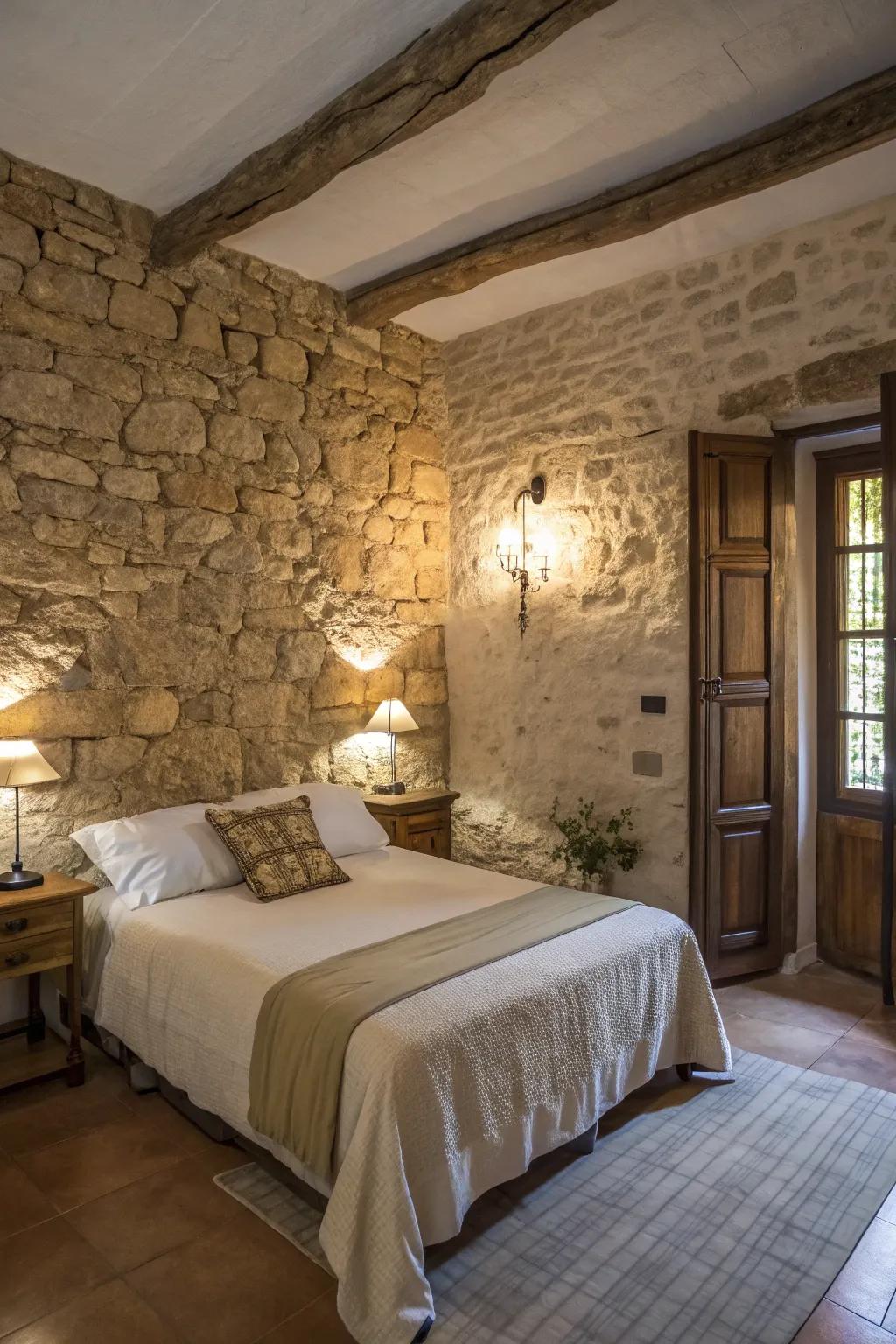 Exposed stone walls contribute to architectural beauty.