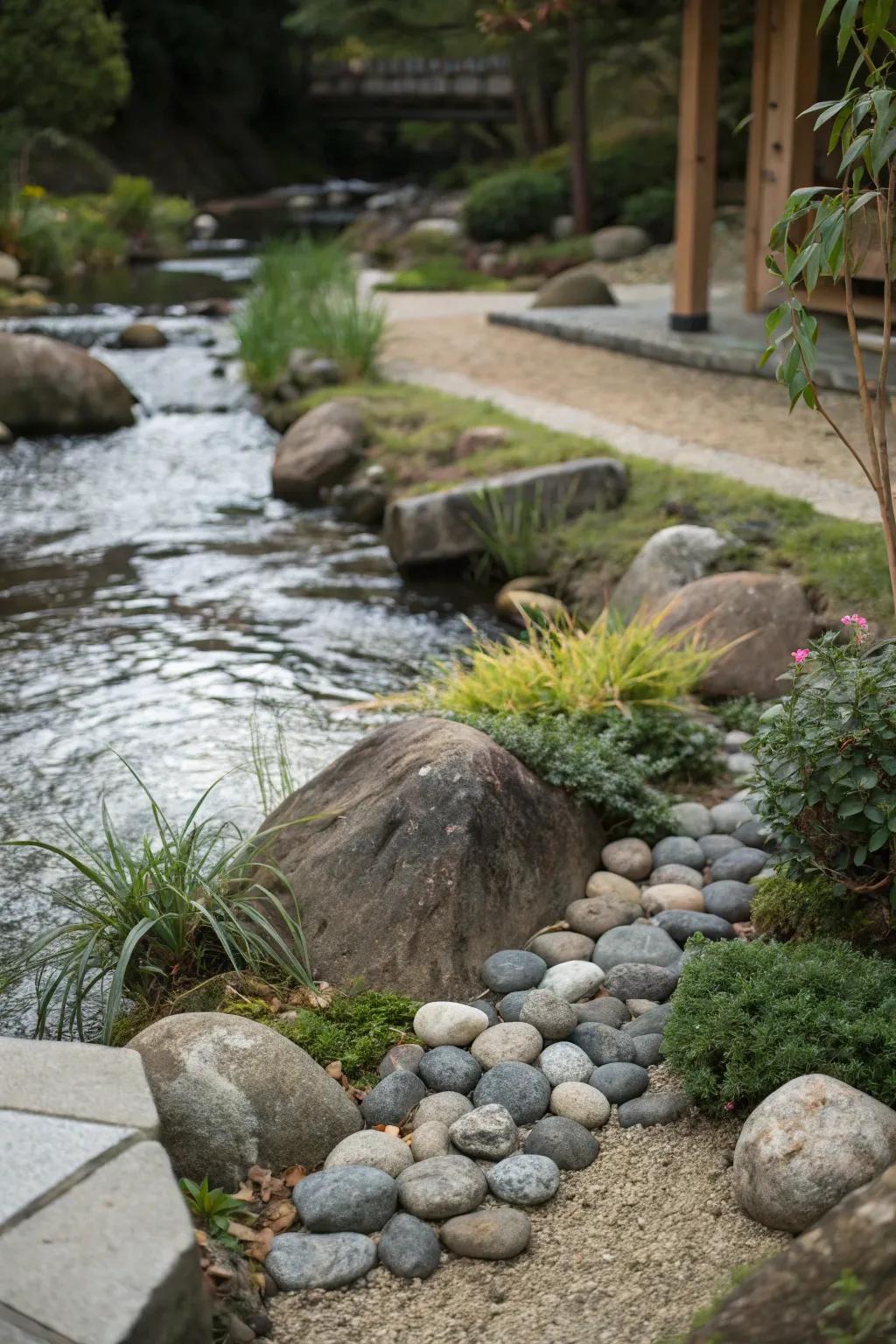 A Zen inspired corner extends a peaceful and contemplative space within your landscape.