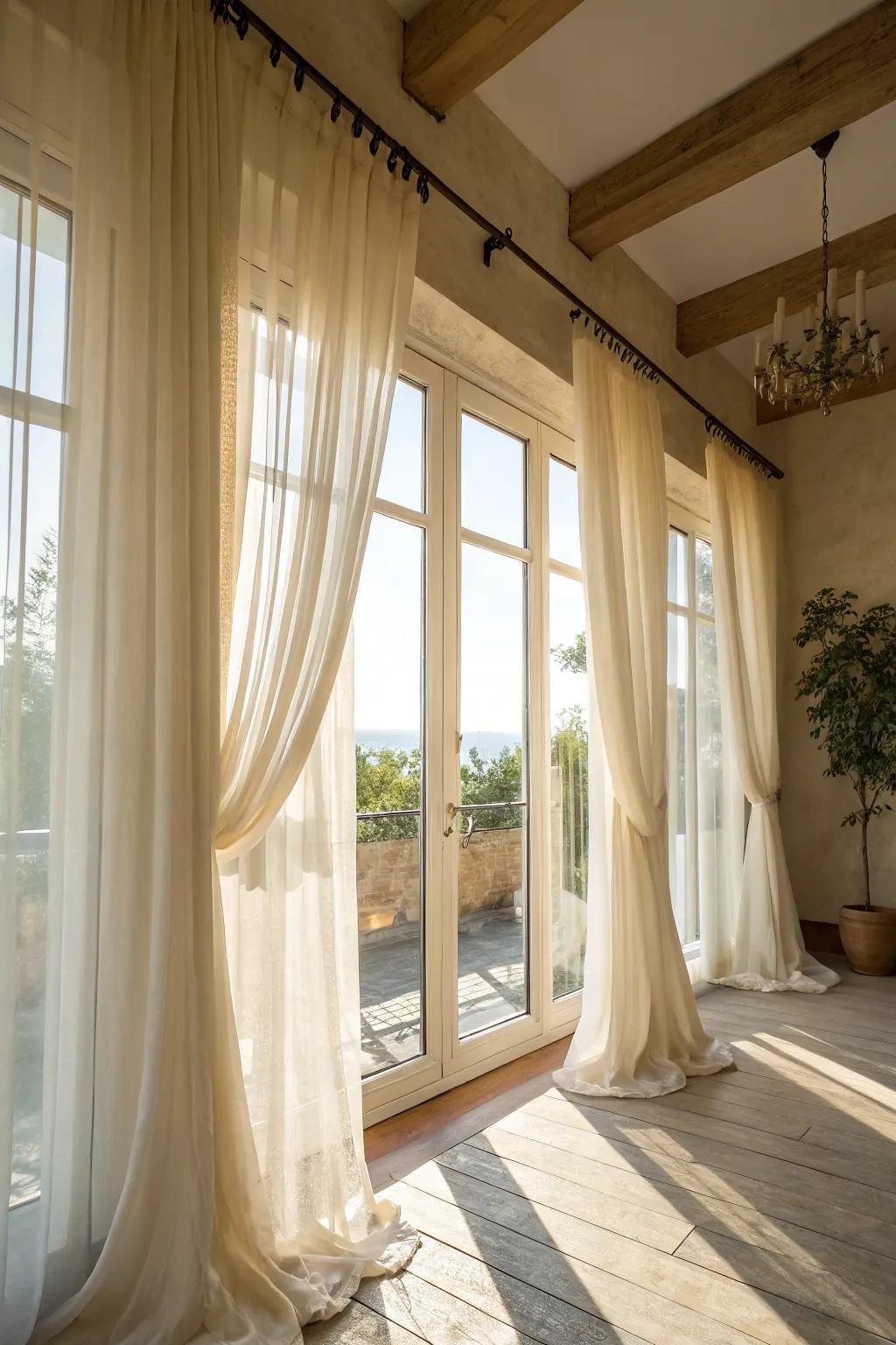 Light-colored sheer drapes improve natural light beautifully.
