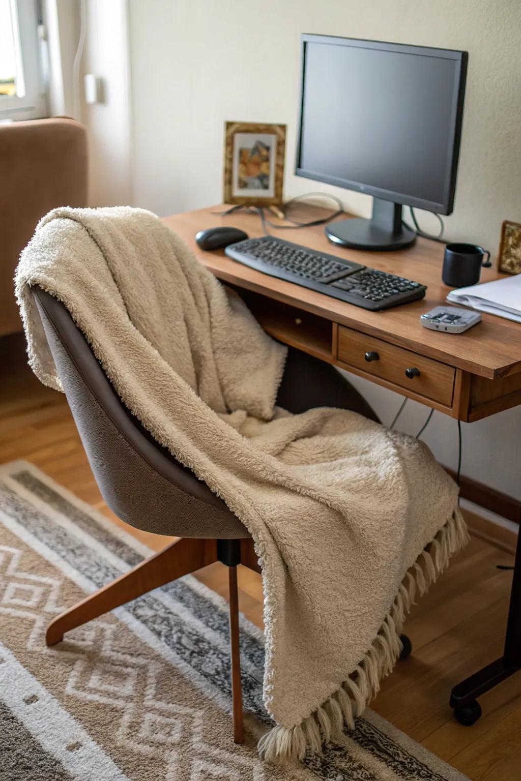 Fabrics foster a warm and welcoming workspace.