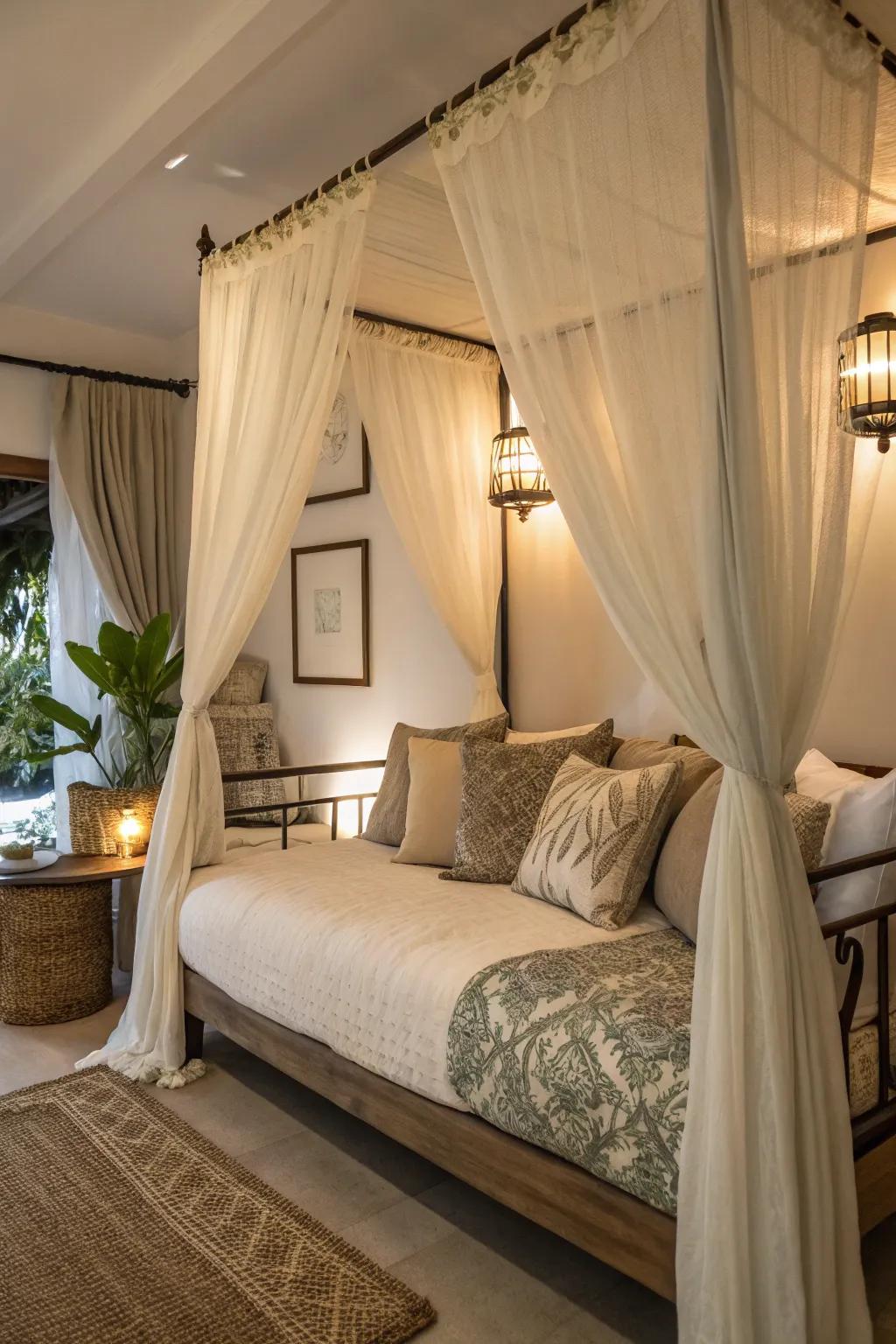 With a canopy over your daybed, you can create a dreamy atmosphere.