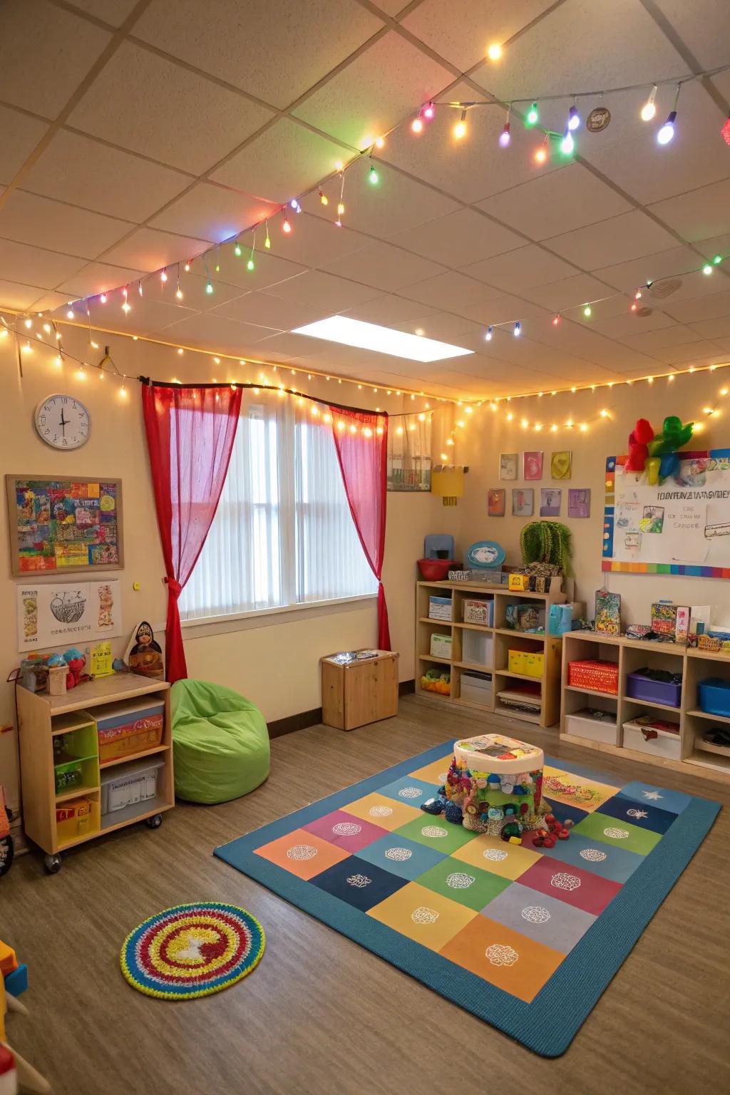 Dynamic illumination sets the mood for different activities.