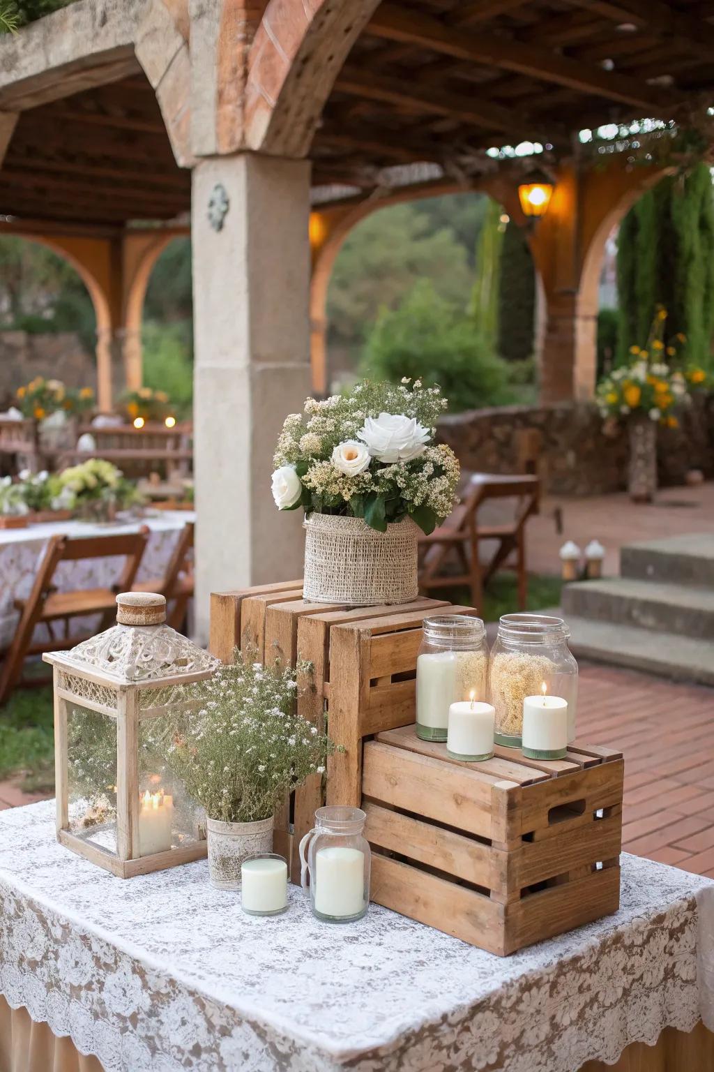 Recycled elements impart charm and sustainability to a ceremony venue.