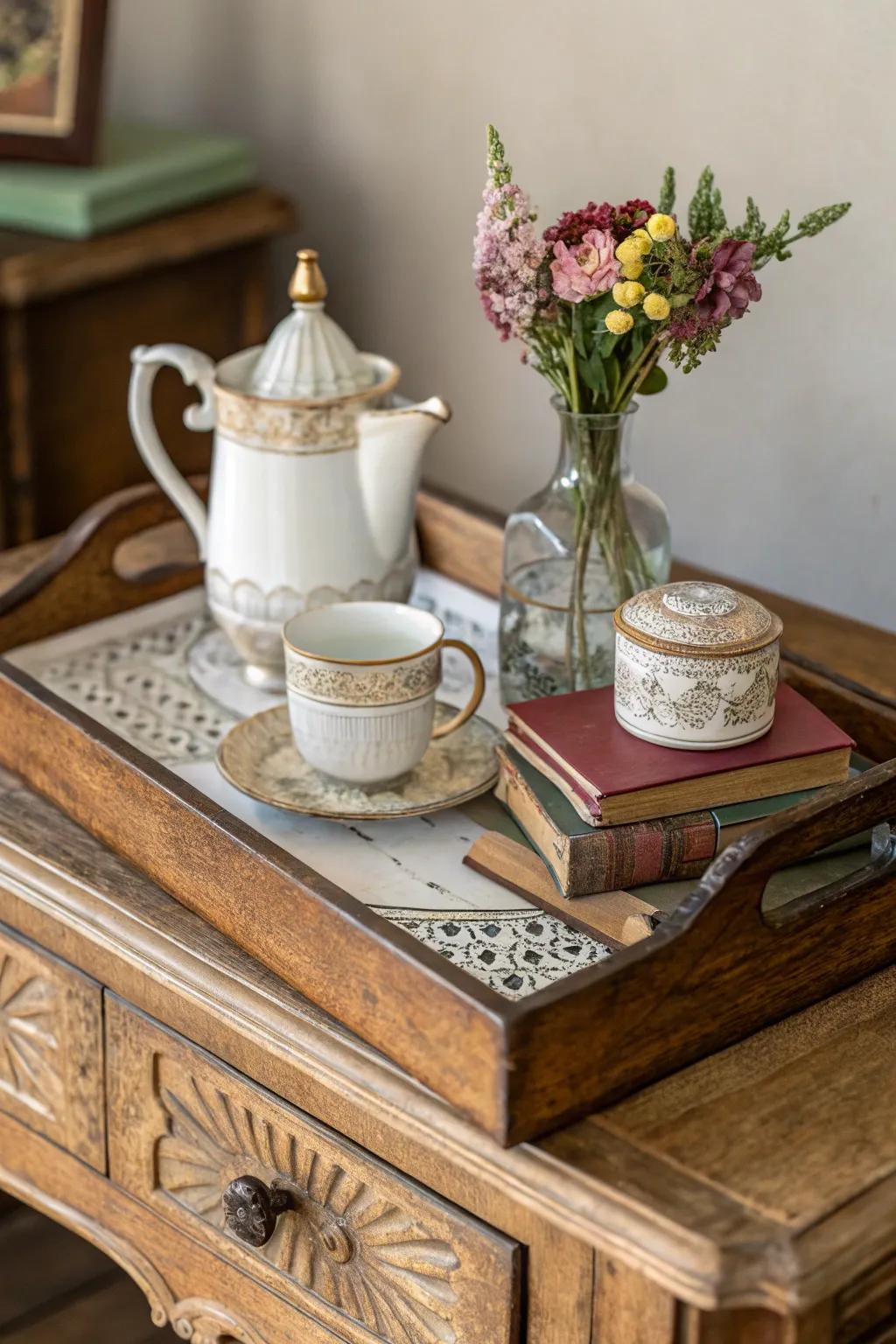 Nostalgic charm with vintage items.