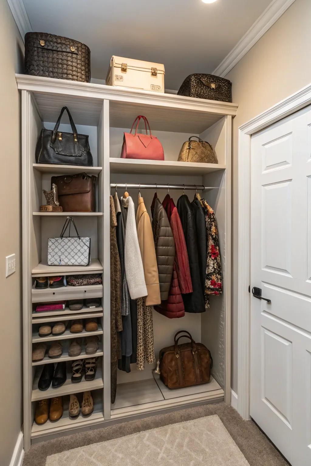 Add modern style with open cubbies for easy access.