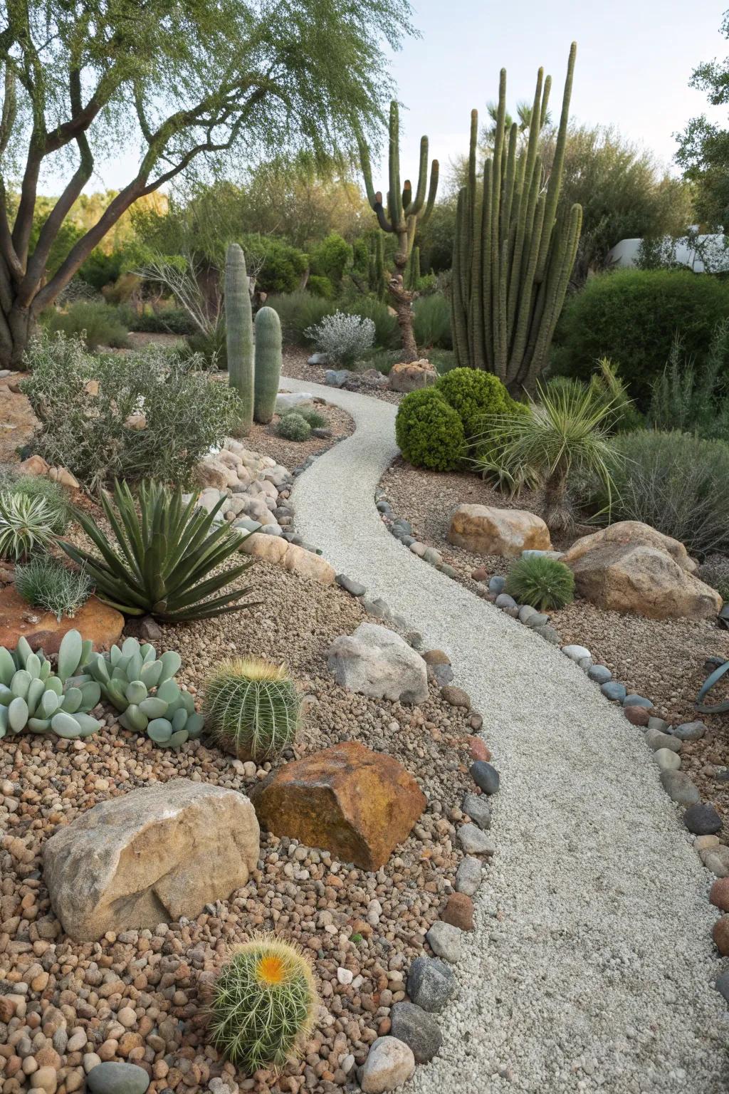 Play with gravel sizes to diversify the textures in your garden.