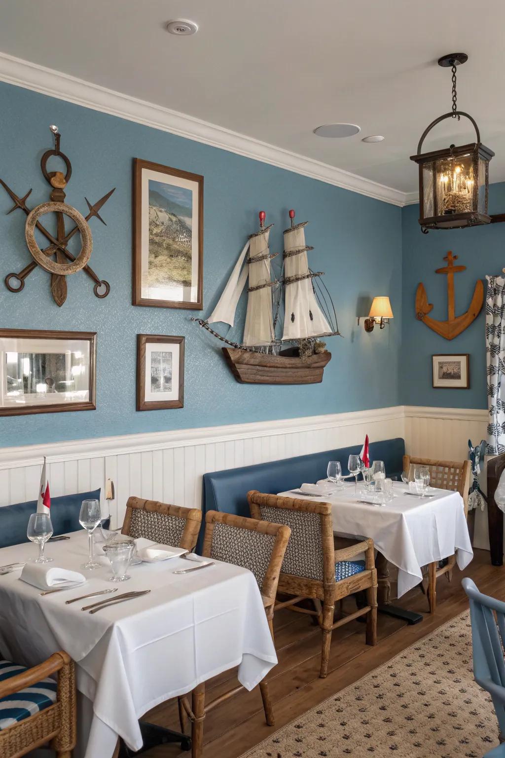 Maritime blues offer a refreshing and serene vibe.