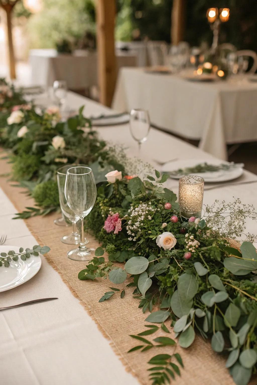 Runners bursting with botanicals will turn tables into a lush oasis.