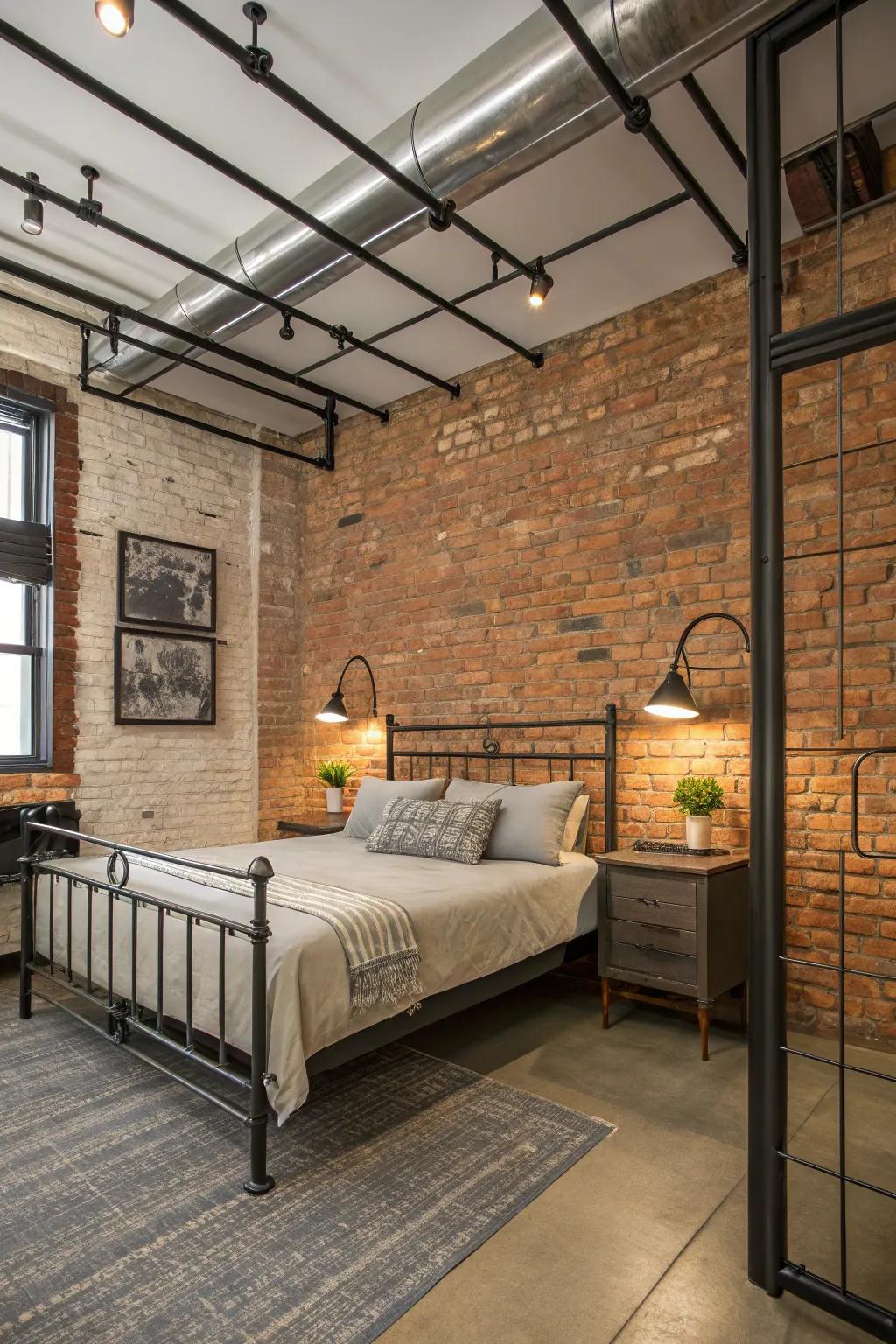 An industrial edge brings urban chic to your bedroom.