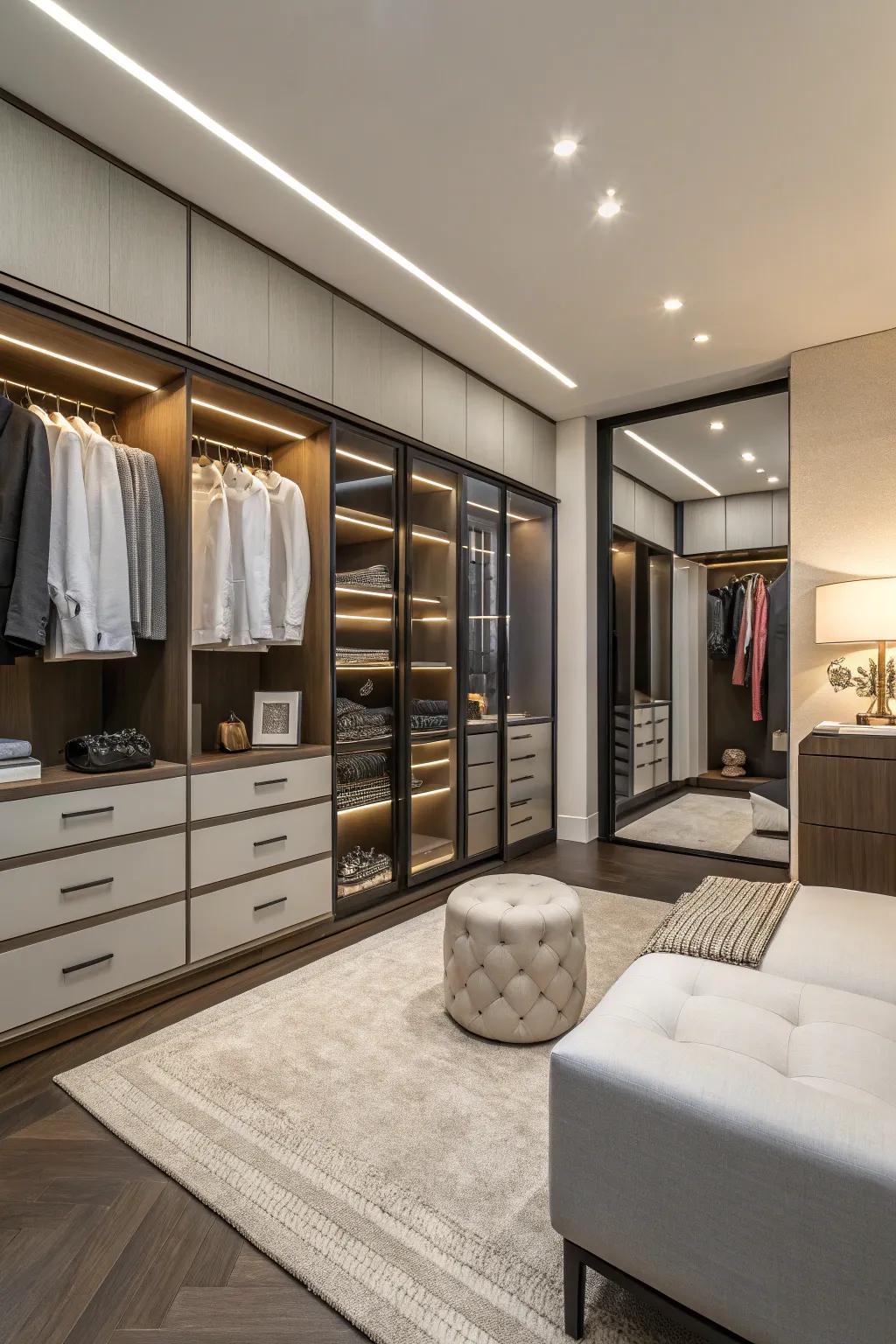 Concealed storing maintains a pristine and streamlined aesthetic.