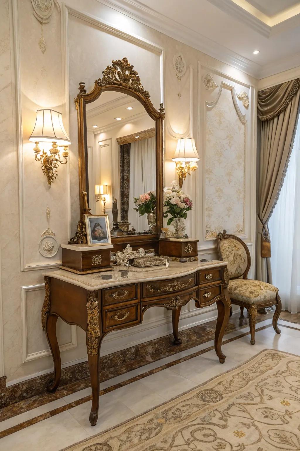 Incorporate timeless character with a vintage dressing table.