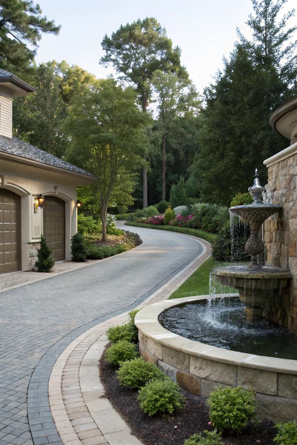A water feature lends an air of tranquility and sophistication.