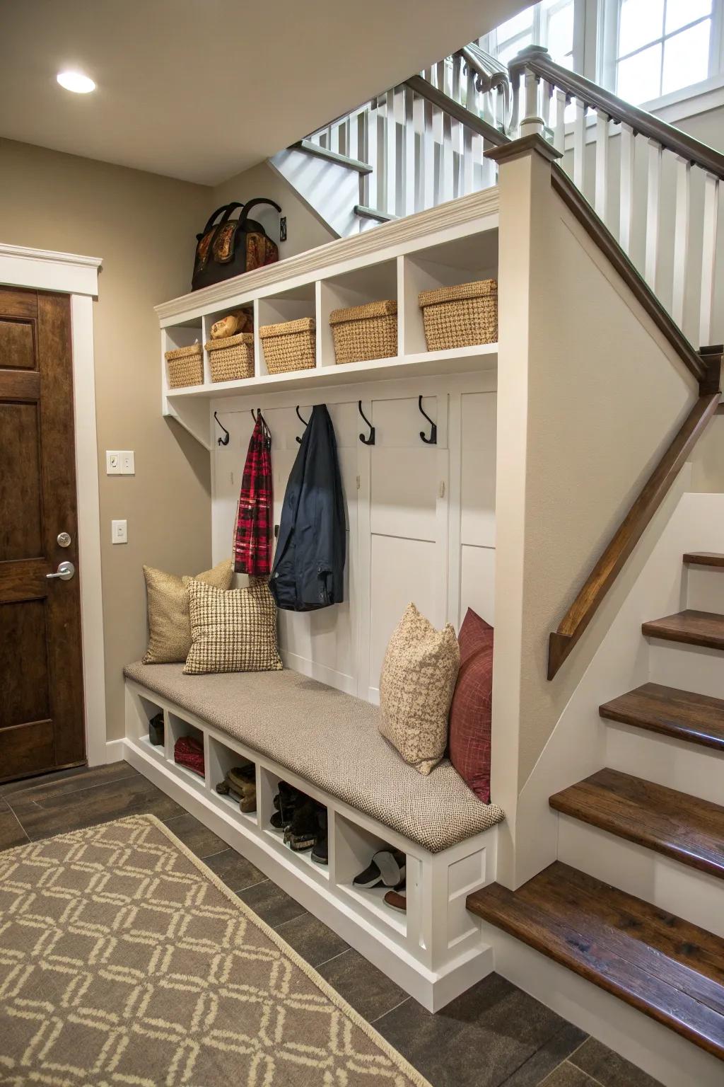 Maximize space with an under-stair drop zone.