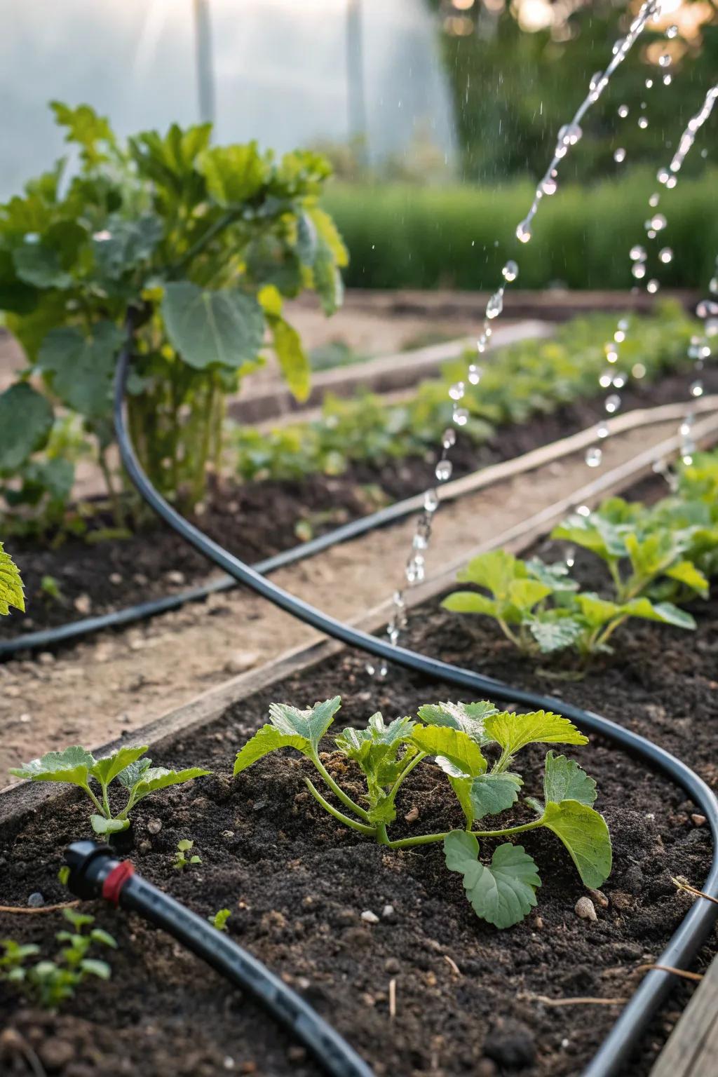 Drip irrigation guarantees the effective application of water within your garden.