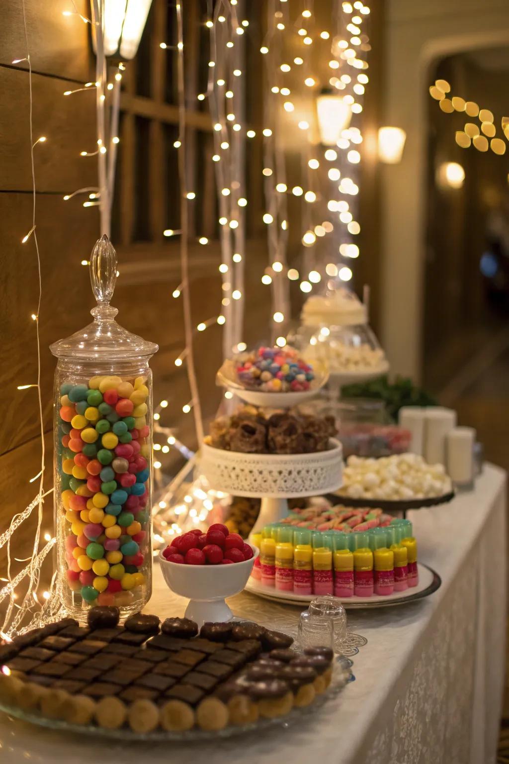 Twinkle lights casting a mystical radiance across the setup.