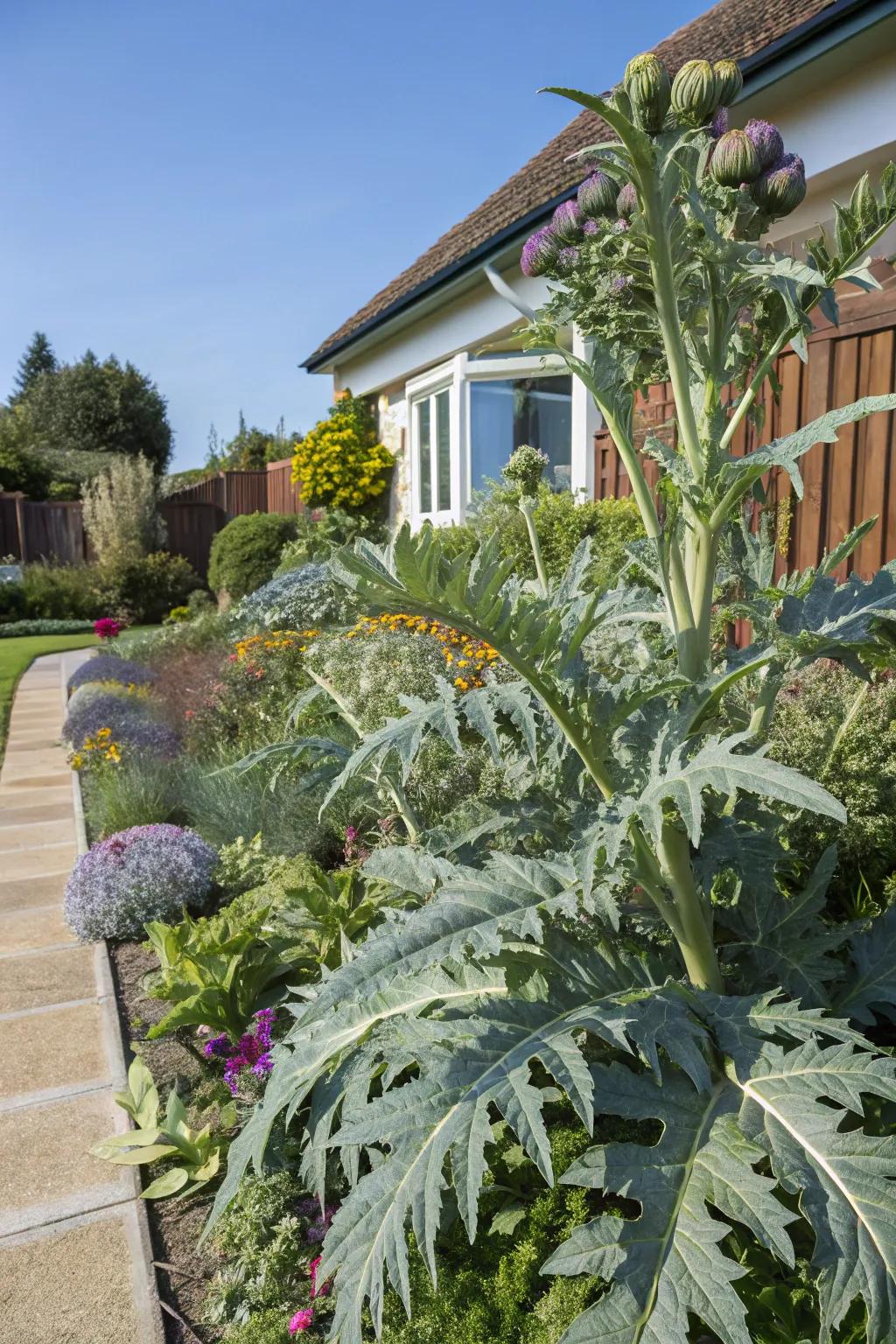 Unusual edibles like cardoon bring a unique element to the garden.