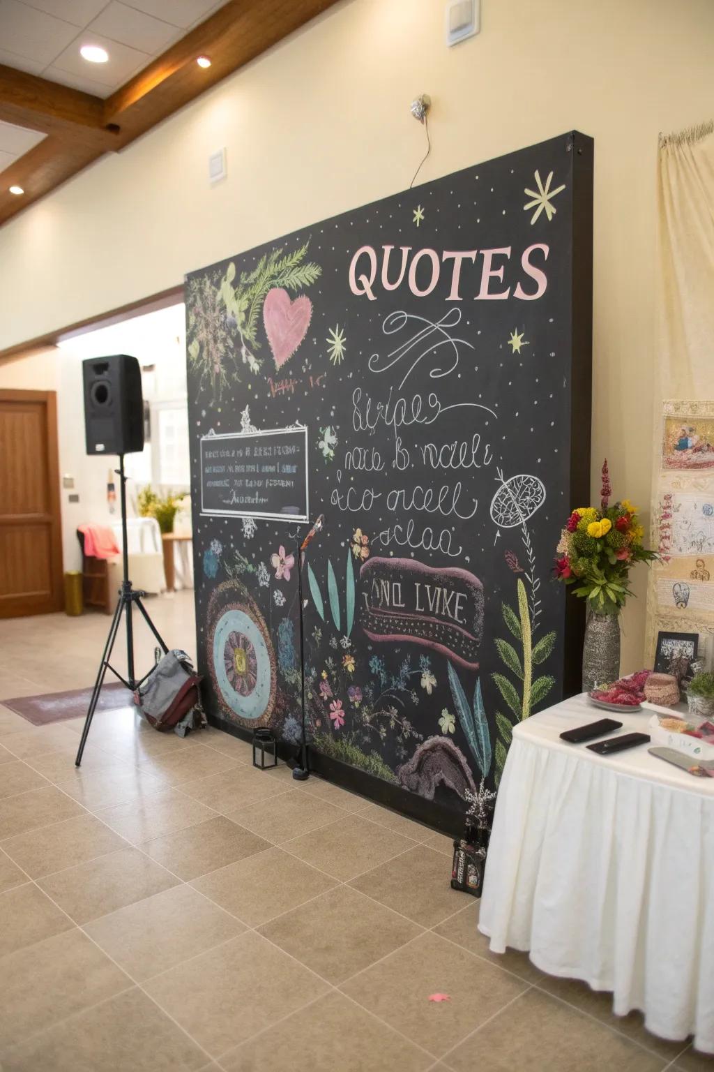 Chalkboards present a personal and creative backdrop.