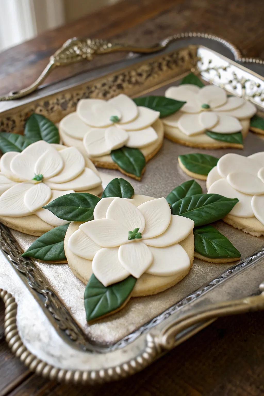 Magnificent magnolia cookies for a hint of Southern sophistication.