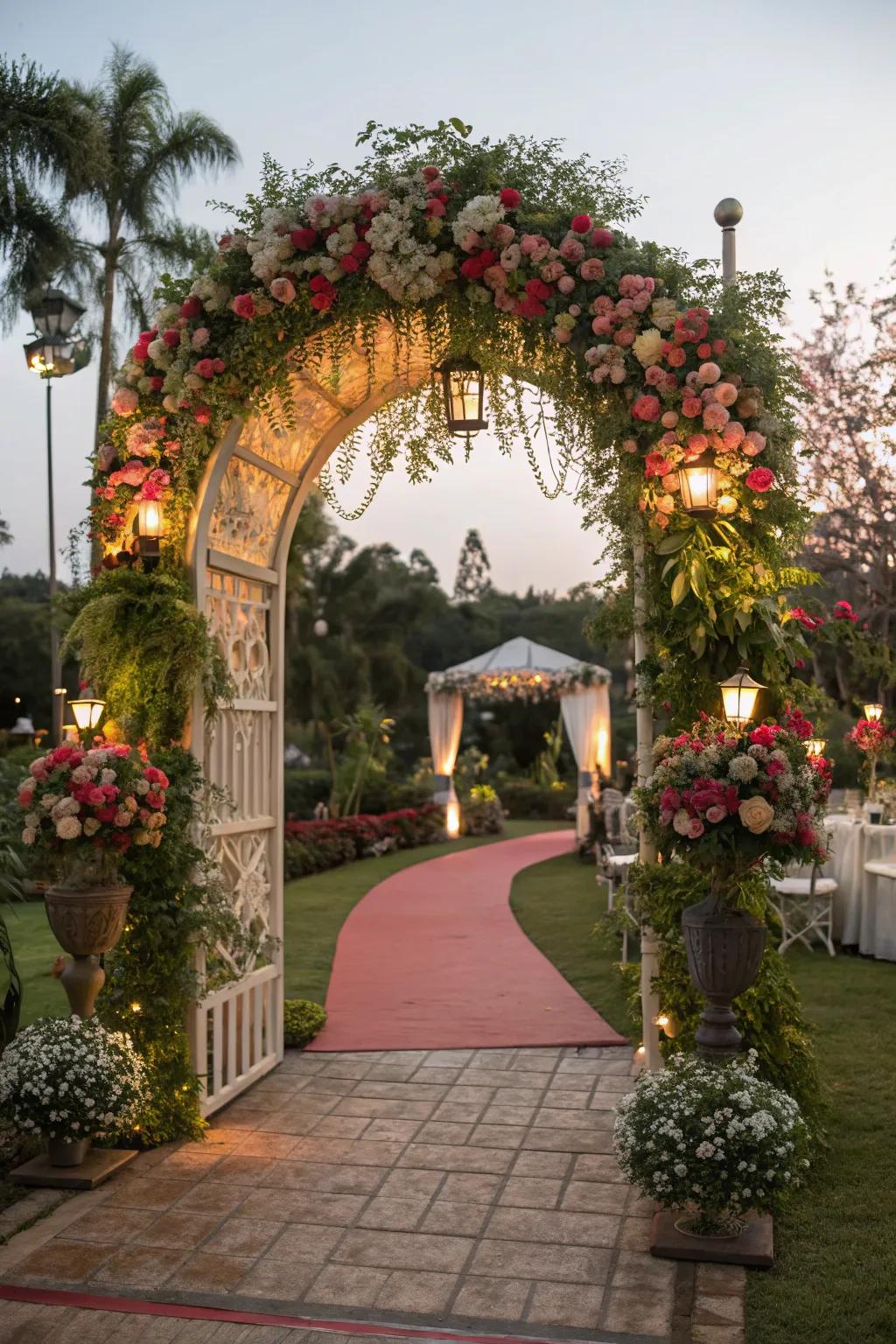 Entrance arches set the tone for an enchanted evening.