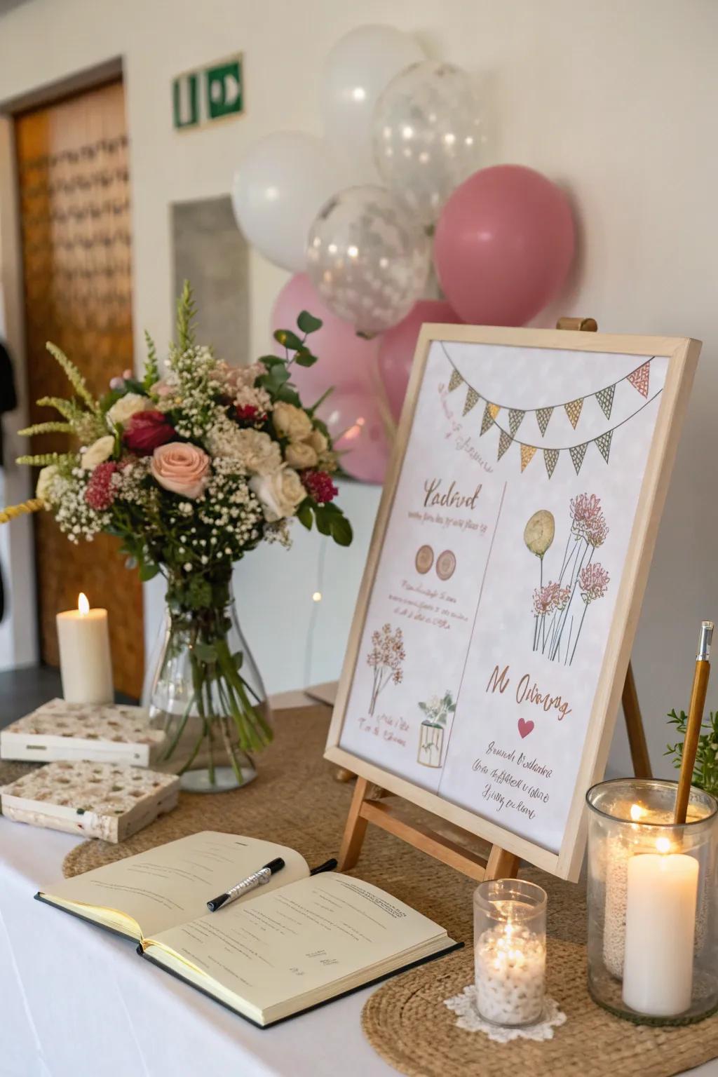 An interactive guest ledger canvas designed for attendees to document their thoughts.