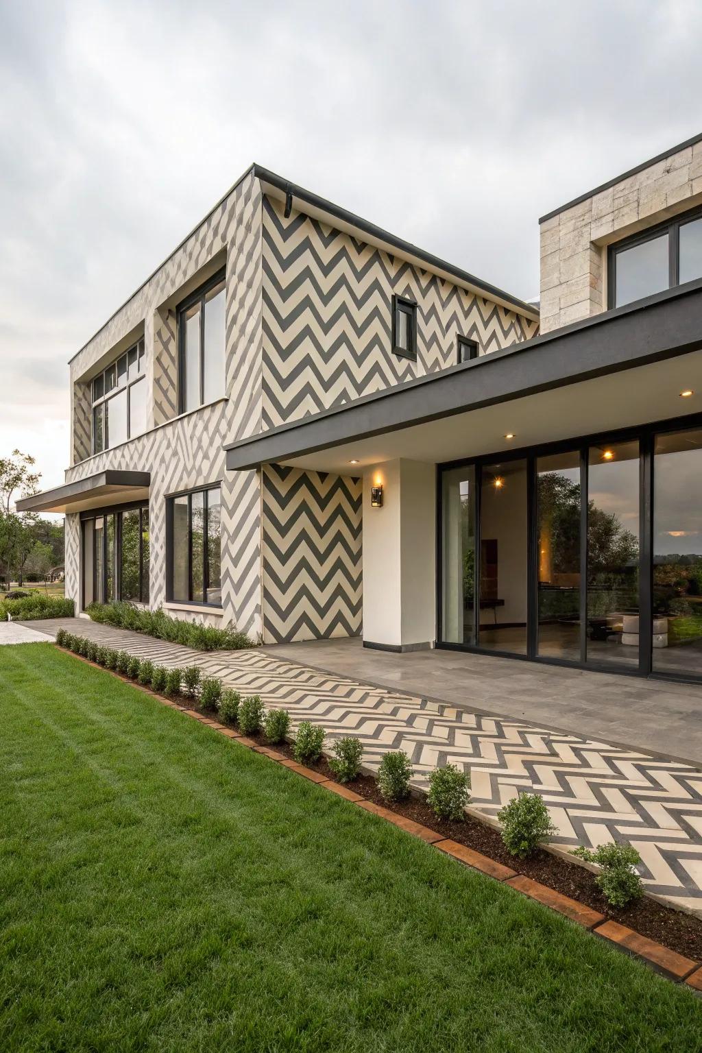 Angled design cladding introduces modern style.