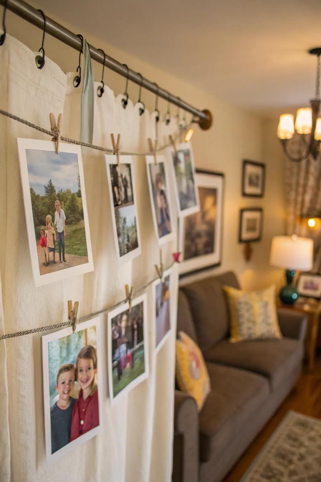 Drapery rod hangers for a creative display.