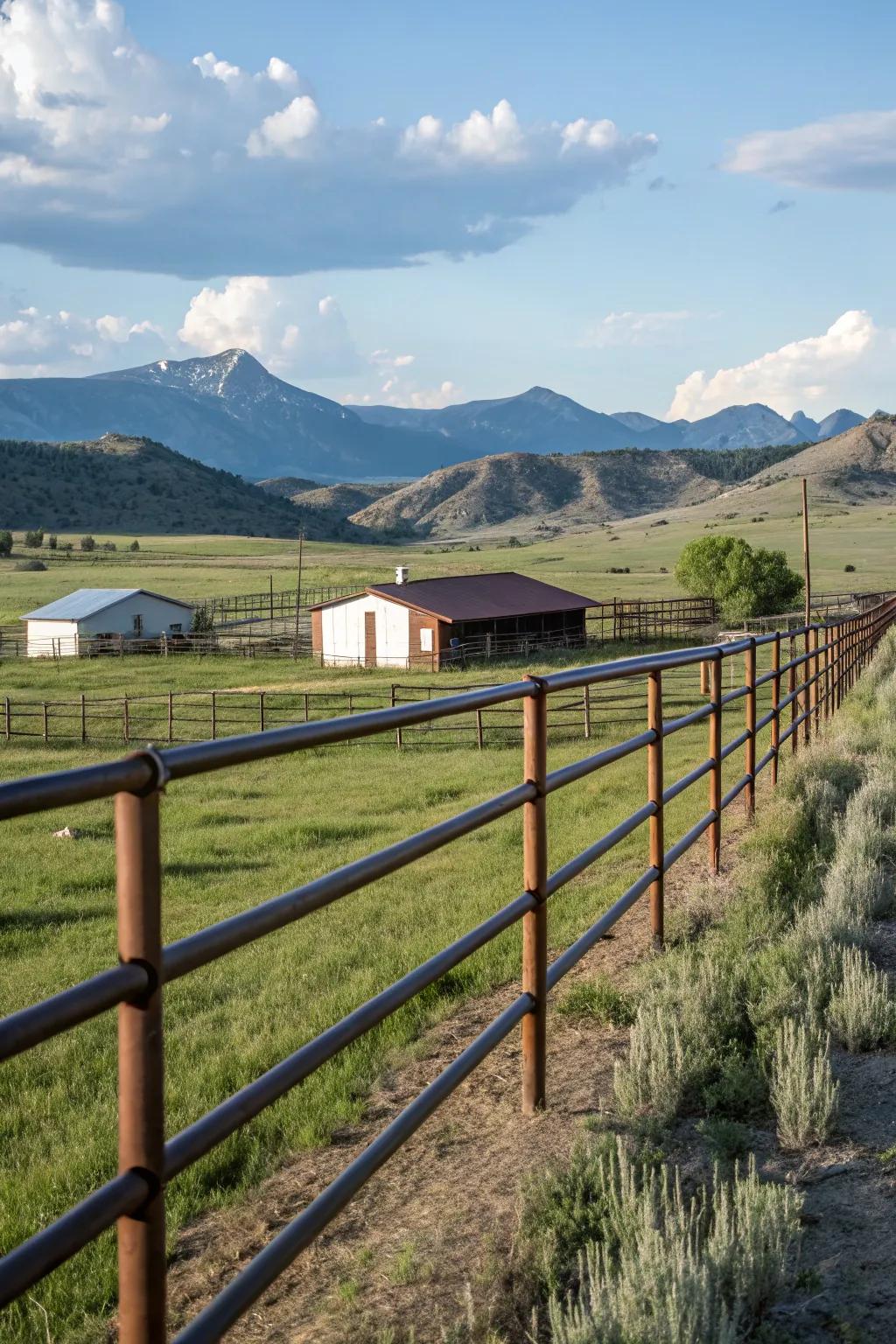 Pipe fences offer a contemporary, industrial aesthetic.